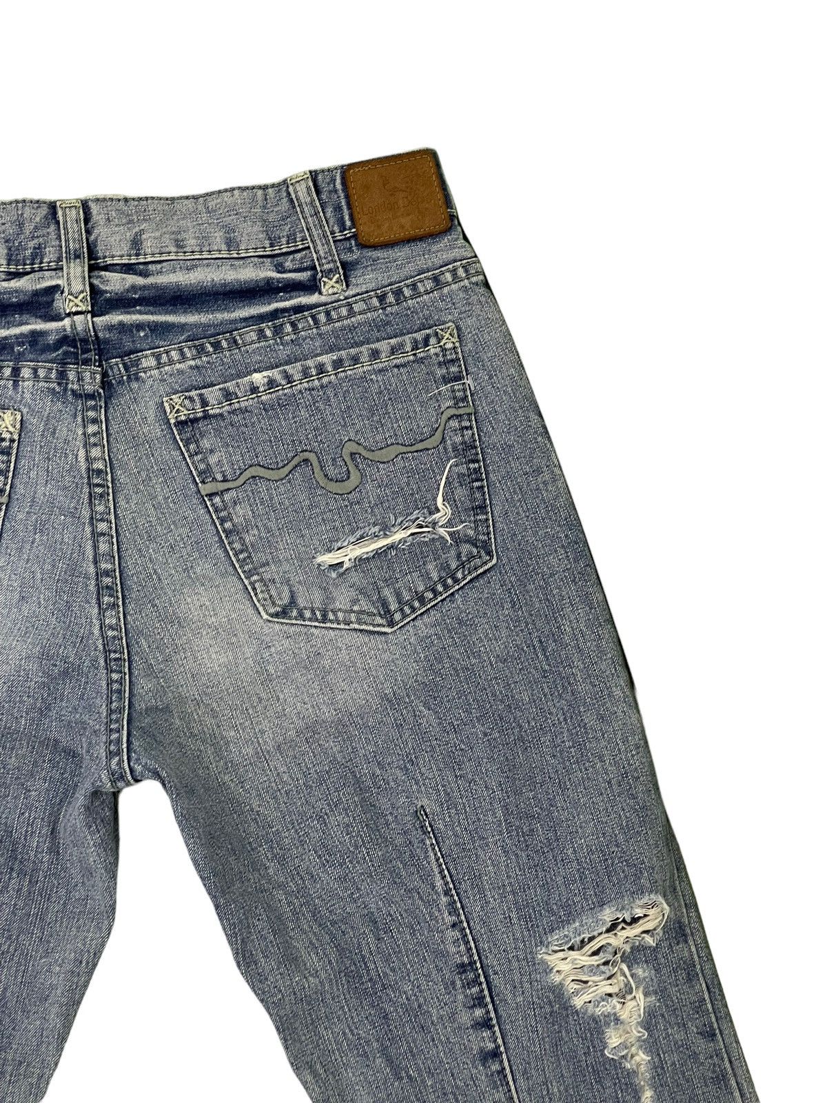 Japanese Brand Flare Jeans London Denim Distress Denim Slim Boot Cut 1🟦8 Size US 29 - 20 Thumbnail