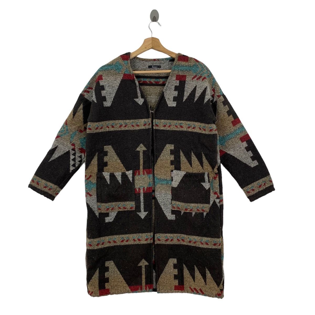 Vintage Aztec Mountain Tribal Navajo Style Blanket Cardigan