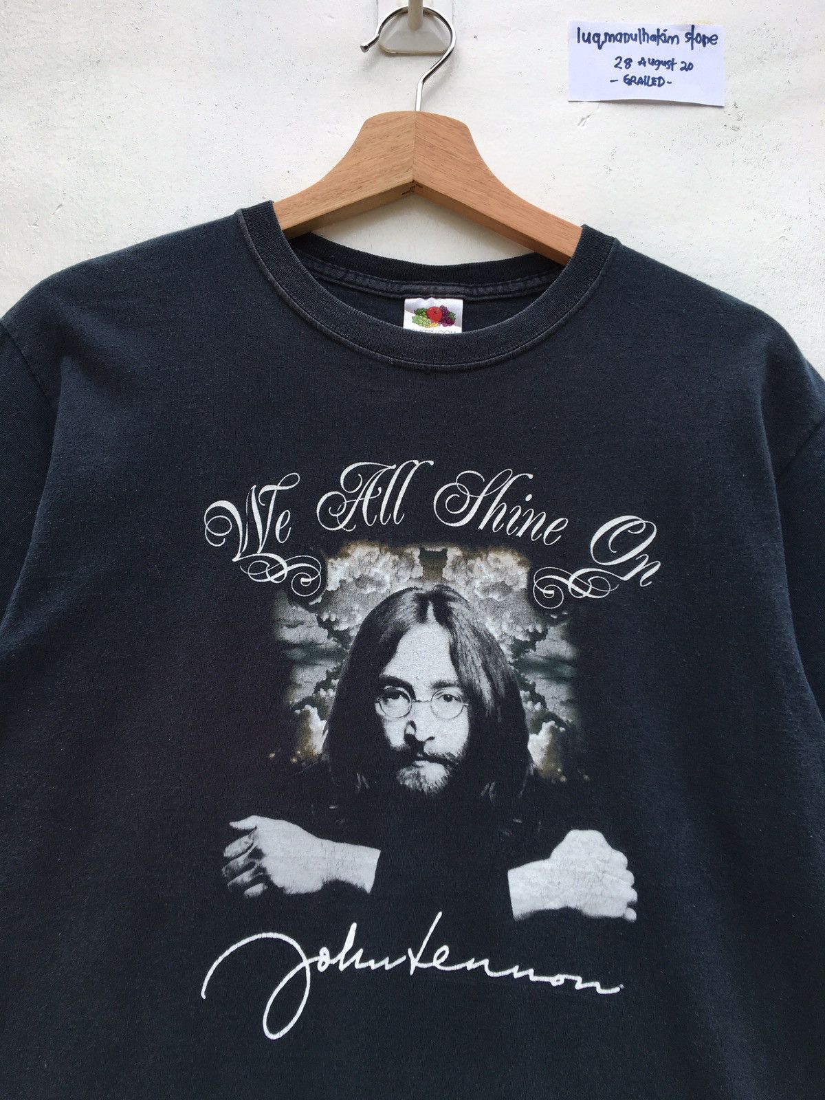 image of Band Tees x John Lennon Vintage John Lennon We All Shine On Tshirt in Black, Men's (Size Medium)