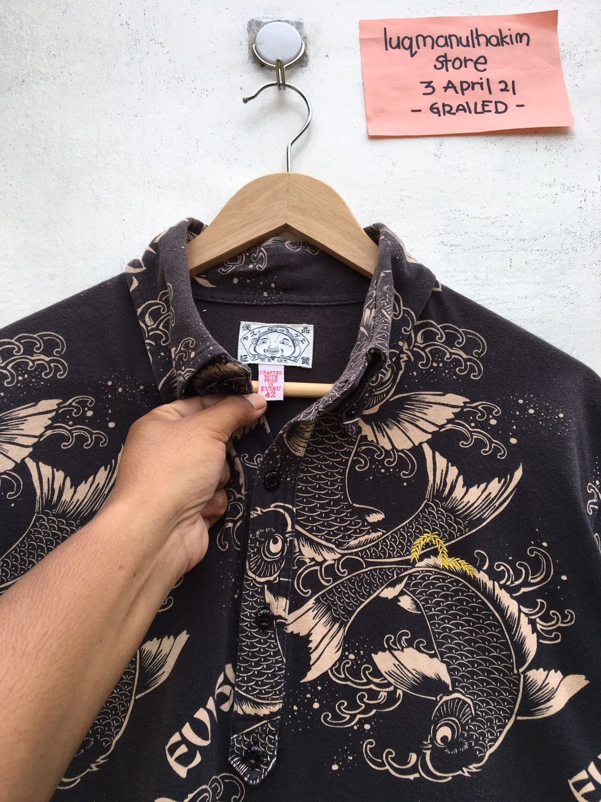 Evisu Vintage Evisu Full Print Koi Fish Buttons Shirt Size US M / EU 48-50 / 2 - 12 Thumbnail