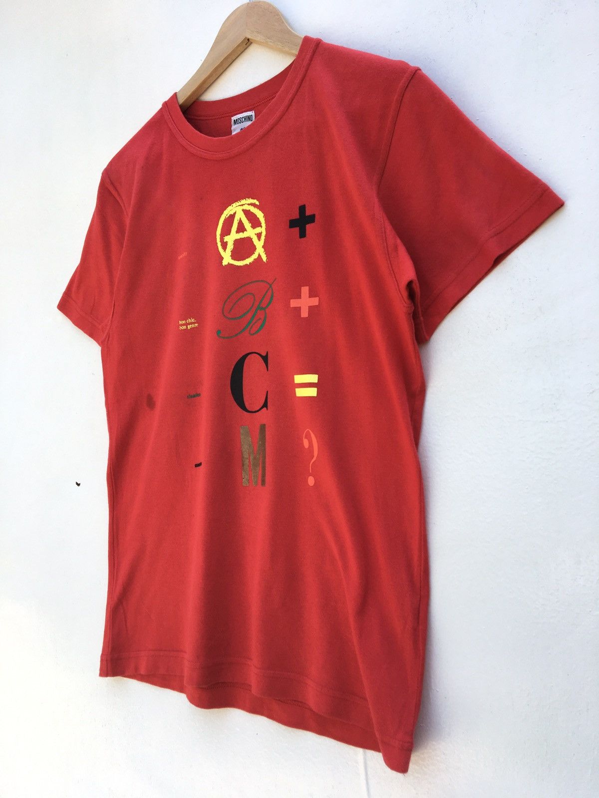 Moschino Rare Moschino Printed ABC M -+=? Tshirt Size US S / EU 44-46 / 1 - 3 Thumbnail