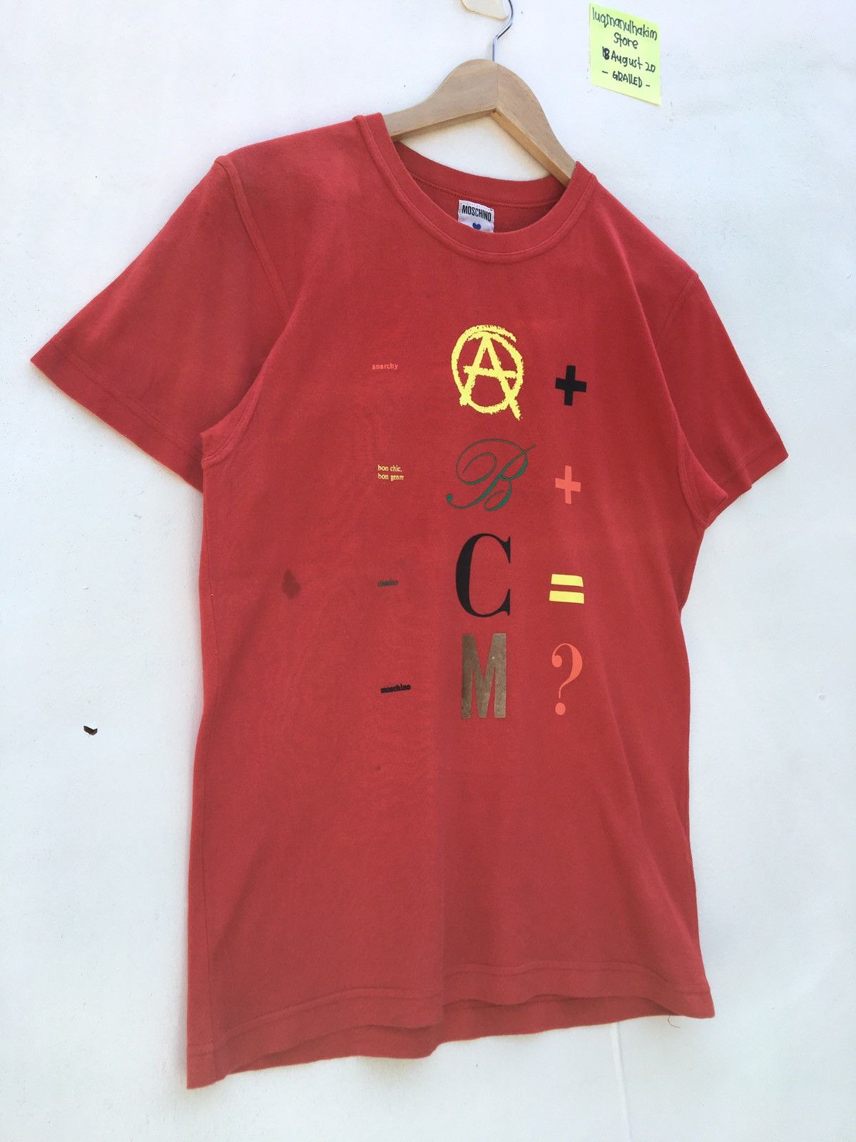 Moschino Rare Moschino Printed ABC M -+=? Tshirt Size US S / EU 44-46 / 1 - 2 Thumbnail