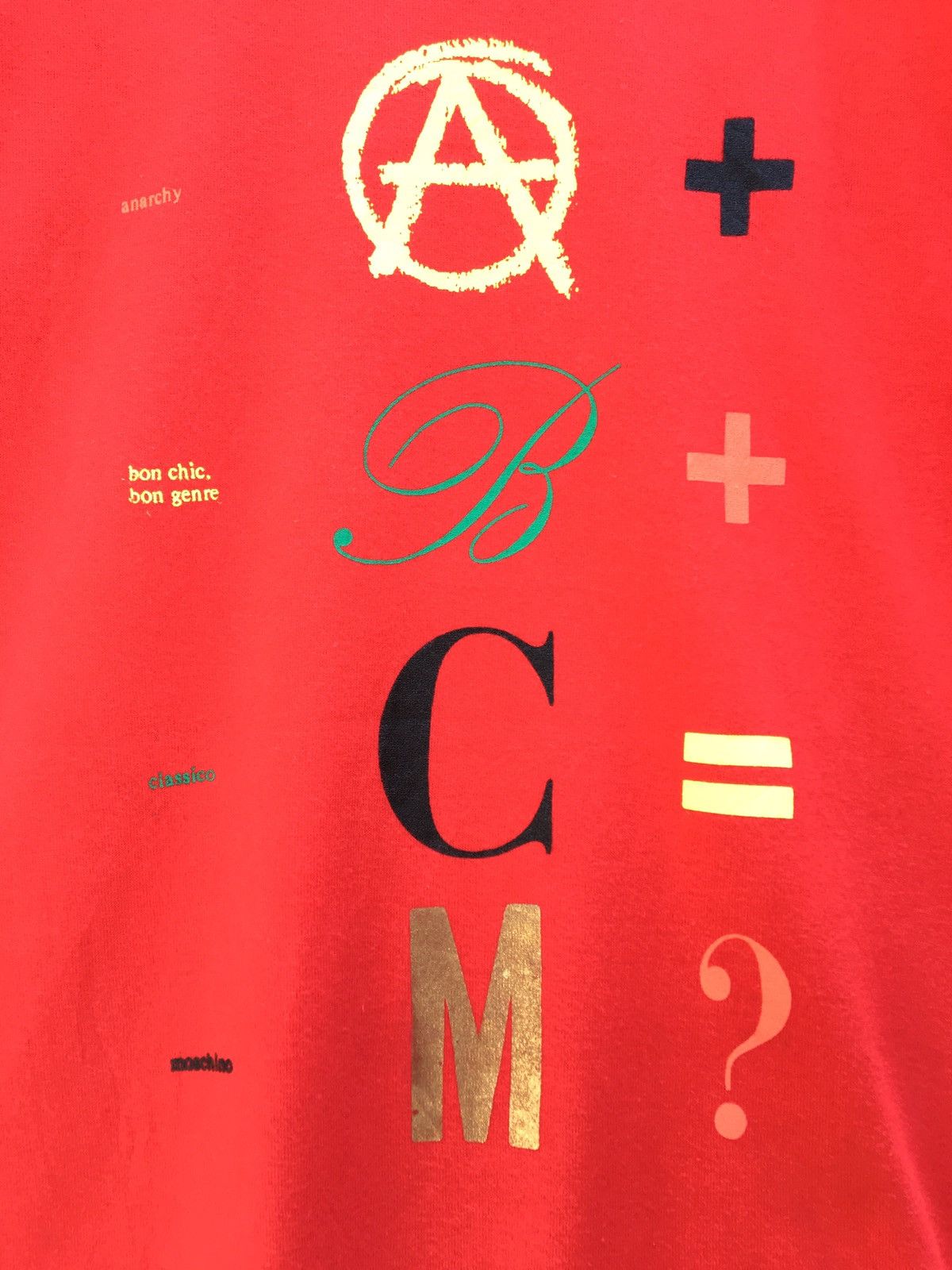 Moschino Rare Moschino Printed ABC M -+=? Tshirt Size US S / EU 44-46 / 1 - 6 Thumbnail