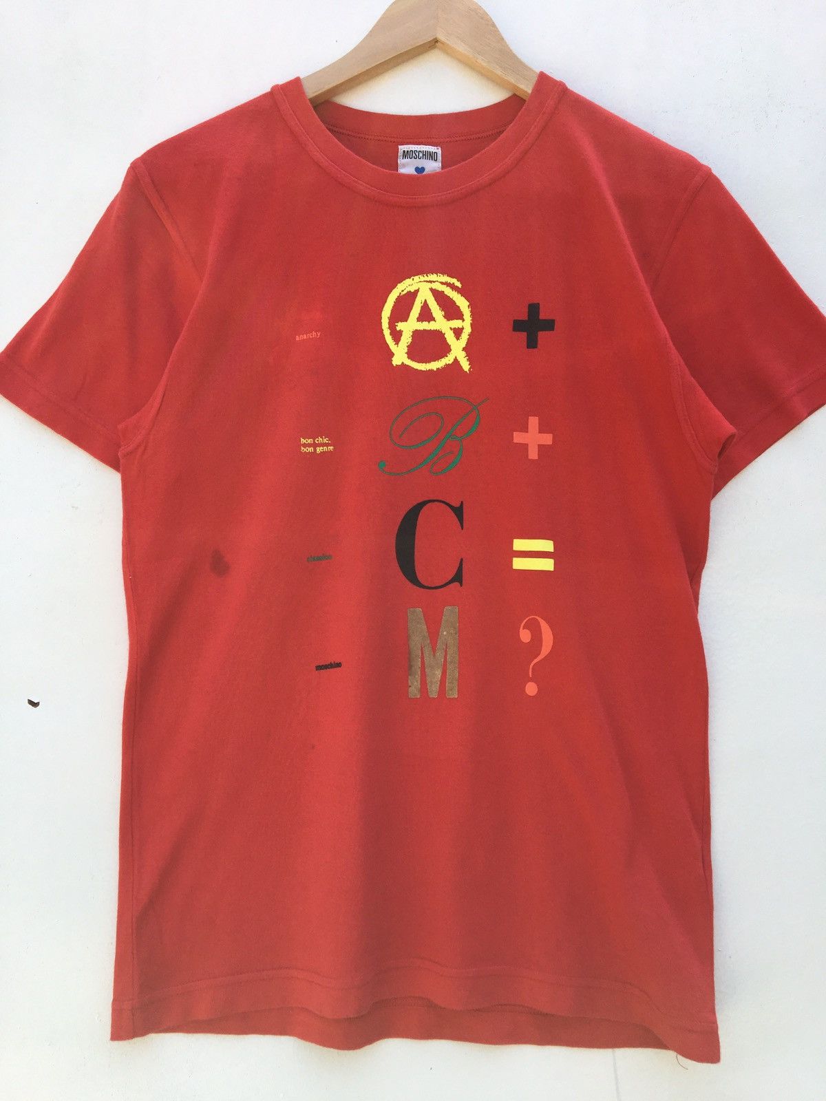 Moschino Rare Moschino Printed ABC M -+=? Tshirt Size US S / EU 44-46 / 1 - 4 Thumbnail