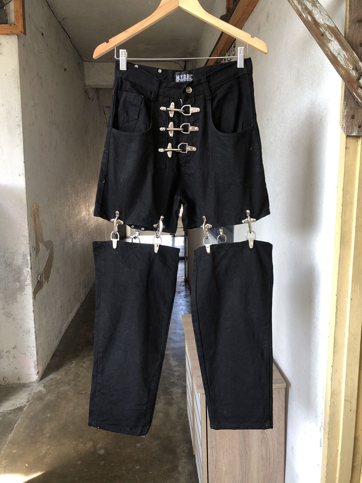 Japanese Brand Rare🥷🏿 M.Y.O.B Nyc Seditionaries Bondage Punk Denim Size US 27 - 2 Thumbnail
