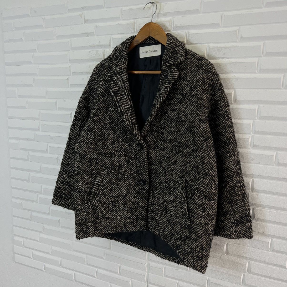 Japanese Brand RARE DOUBLE BREAST JACKET JOURNAL STANDARD HERRINGBONE WOOL Size US M / EU 48-50 / 2 - 2 Thumbnail