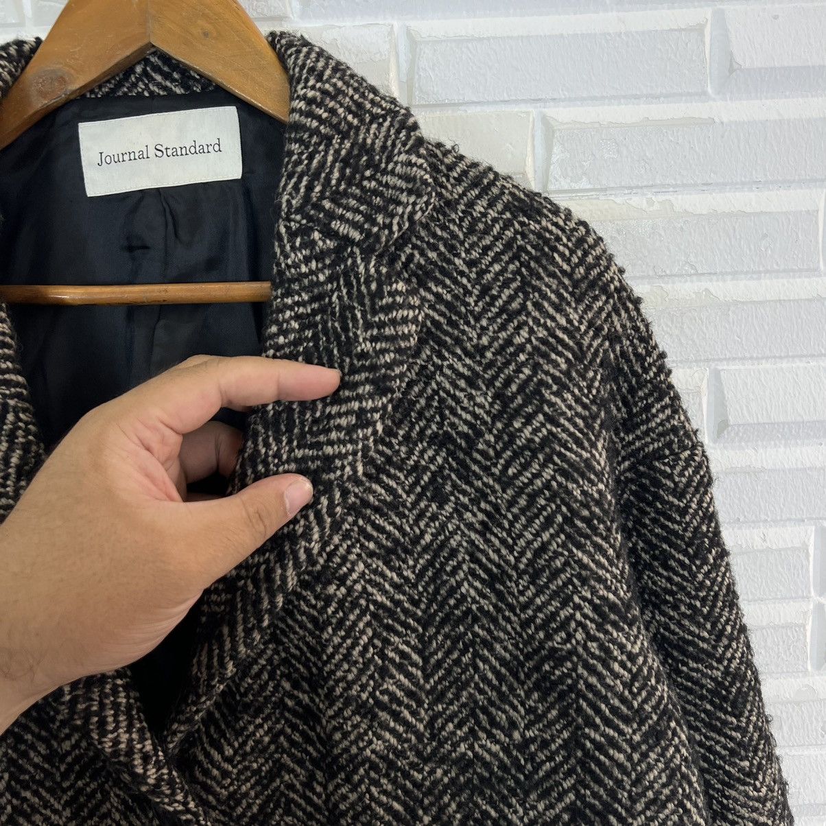 Japanese Brand RARE DOUBLE BREAST JACKET JOURNAL STANDARD HERRINGBONE WOOL Size US M / EU 48-50 / 2 - 6 Thumbnail