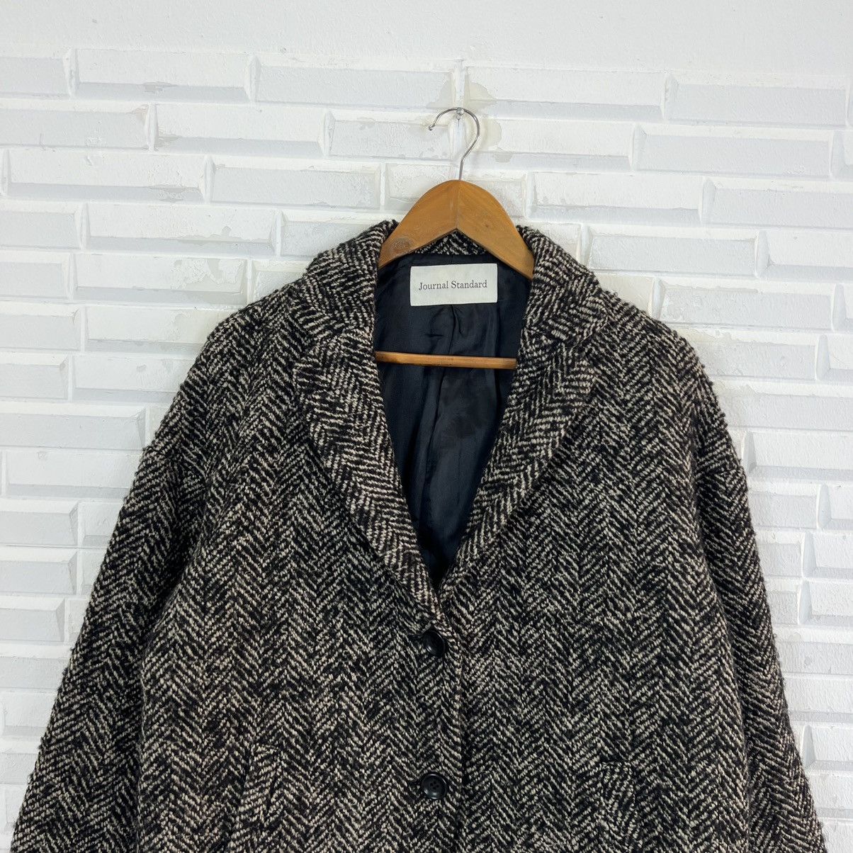Japanese Brand RARE DOUBLE BREAST JACKET JOURNAL STANDARD HERRINGBONE WOOL Size US M / EU 48-50 / 2 - 3 Thumbnail