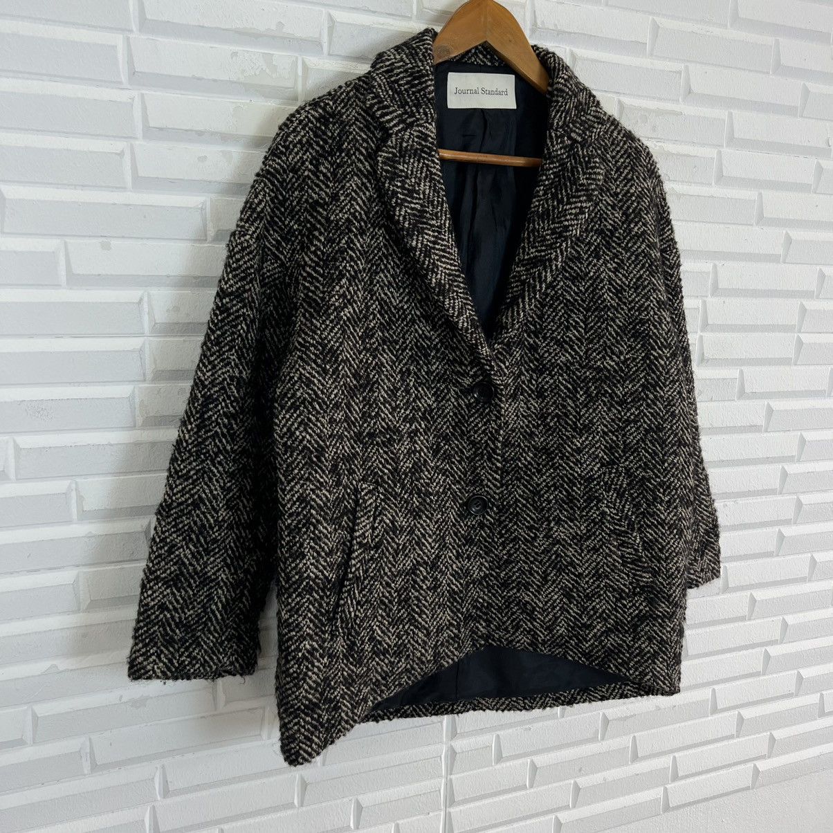 Japanese Brand RARE DOUBLE BREAST JACKET JOURNAL STANDARD HERRINGBONE WOOL Size US M / EU 48-50 / 2 - 5 Thumbnail