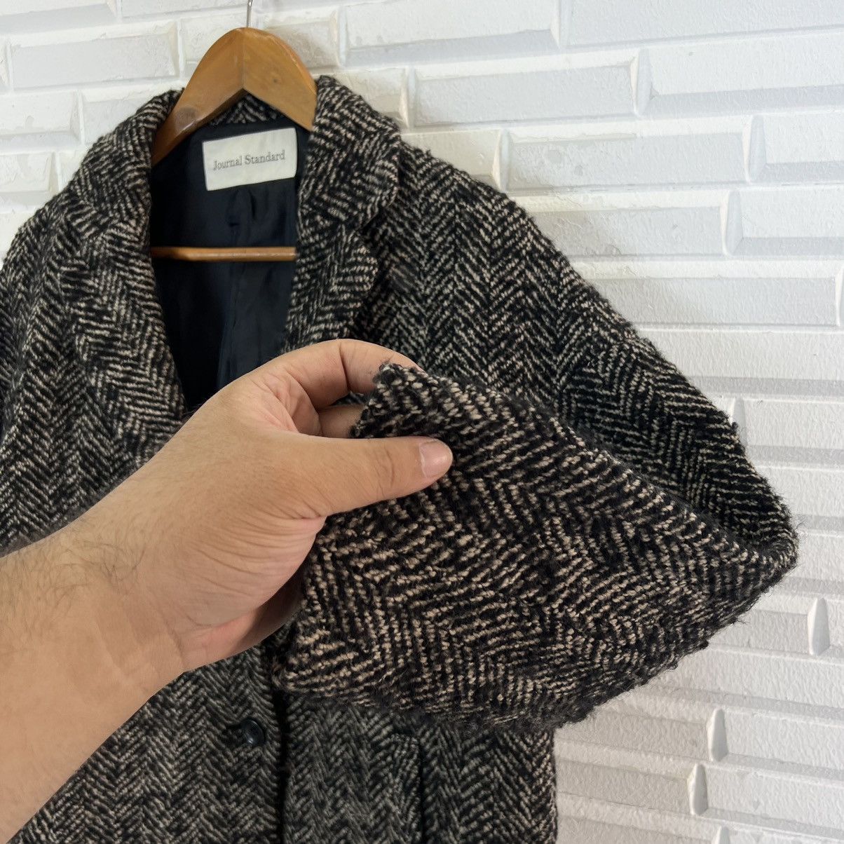 Japanese Brand RARE DOUBLE BREAST JACKET JOURNAL STANDARD HERRINGBONE WOOL Size US M / EU 48-50 / 2 - 8 Thumbnail