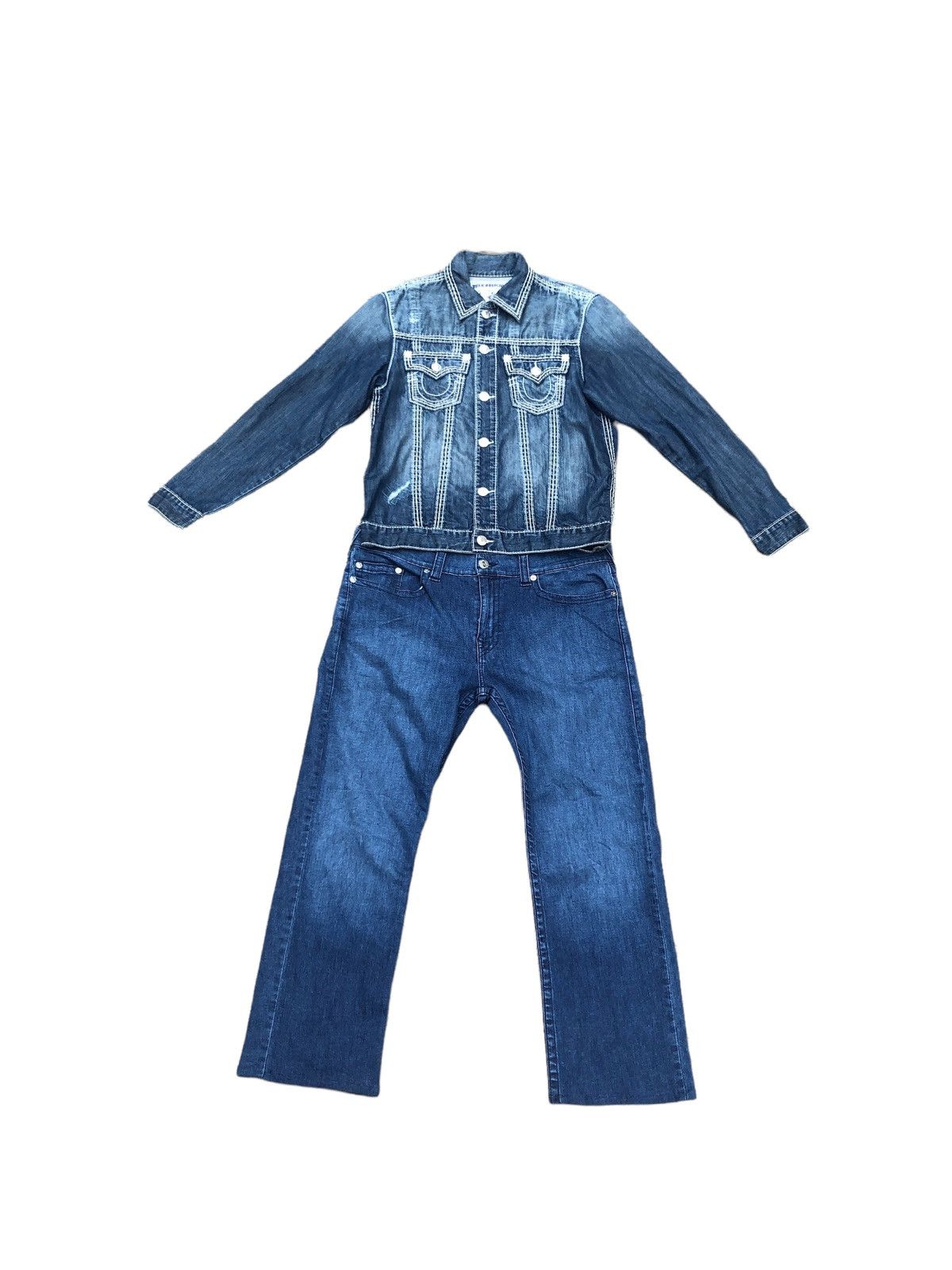 True Religion × Vintage Vintage True Religion Jeans and Jacket Set Trucker Super T Size US 36 / EU 52 - 3 Thumbnail