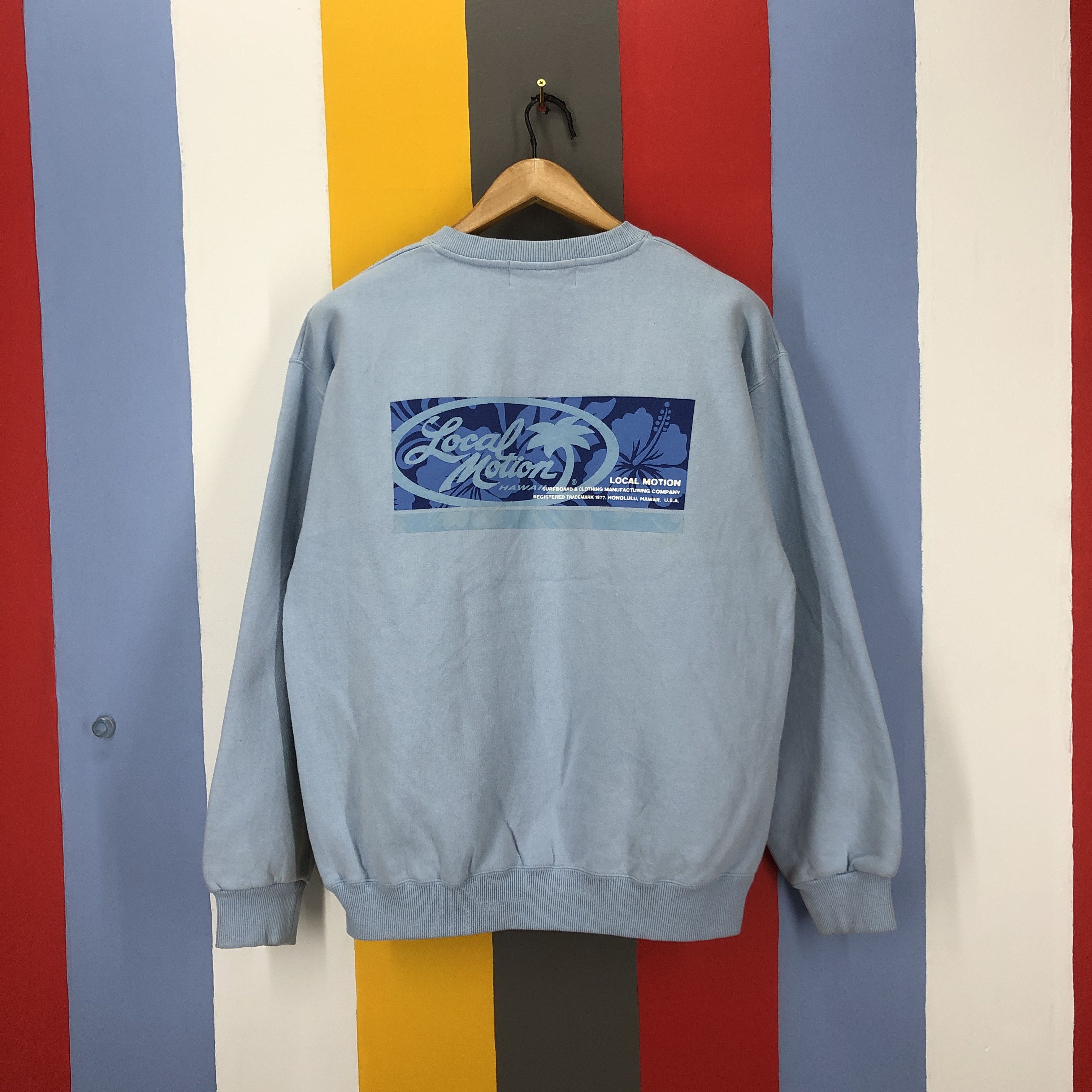 Vintage LOCAL MOTION Hawaii Ocean Blue Crew Neck Sweatshirt #1015/AJ Size US L / EU 52-54 / 3 - 1 Thumbnail