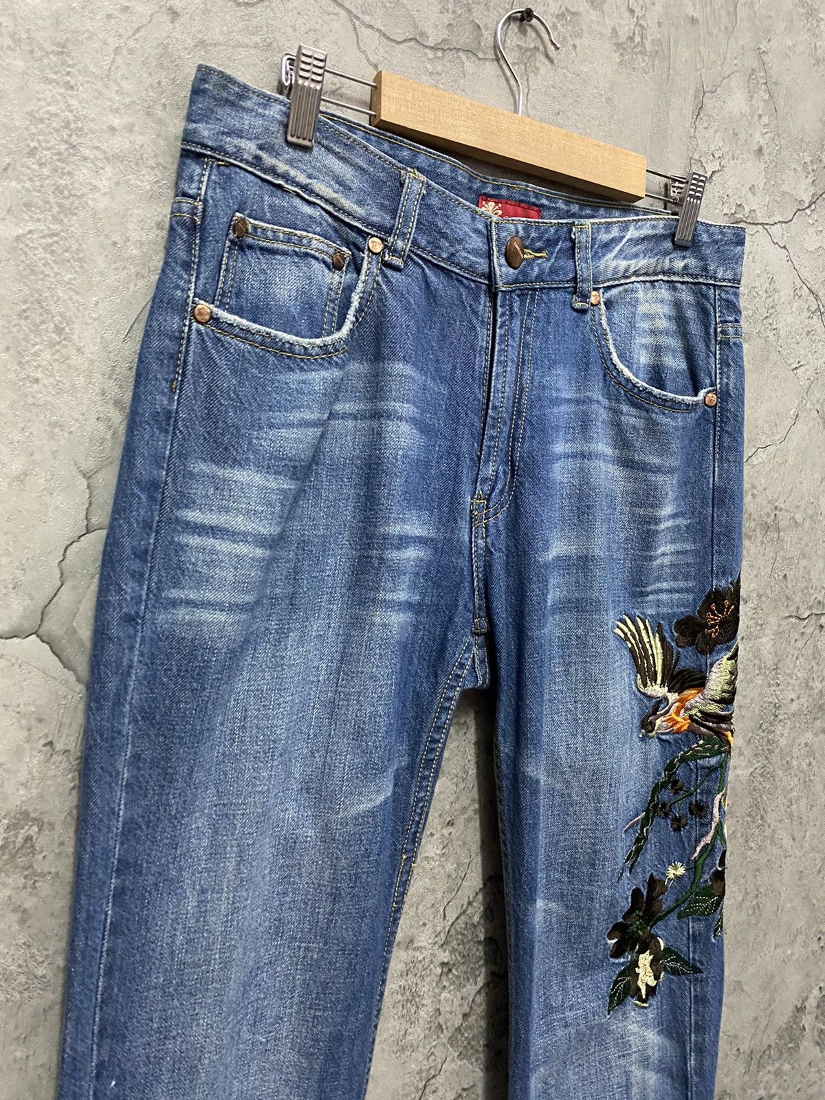 Japanese Brand Vintage Xinyequ Japan Embroidery Art Denim Pants Size US 32 / EU 48 - 11 Thumbnail