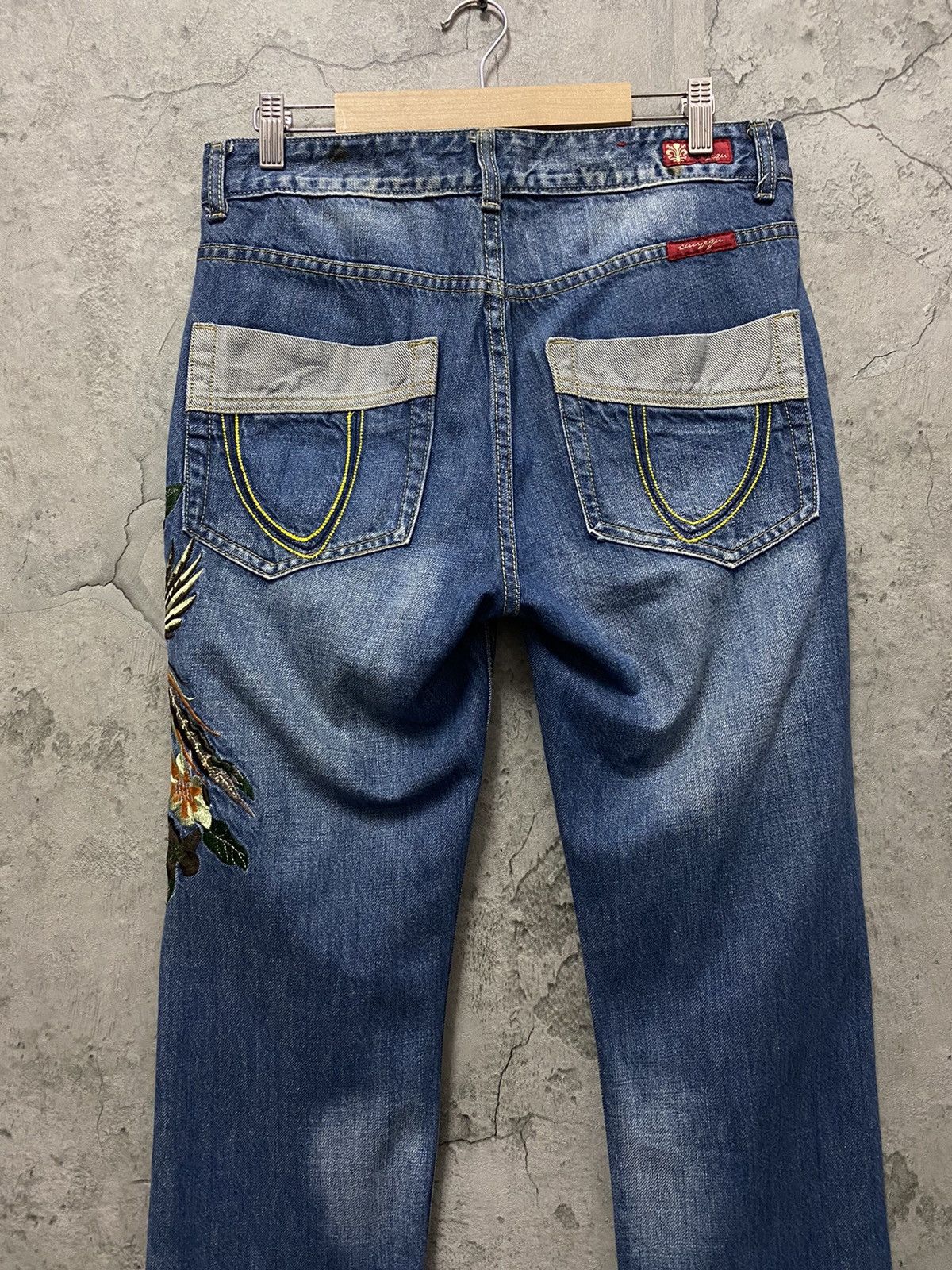 Japanese Brand Vintage Xinyequ Japan Embroidery Art Denim Pants Size US 32 / EU 48 - 7 Thumbnail