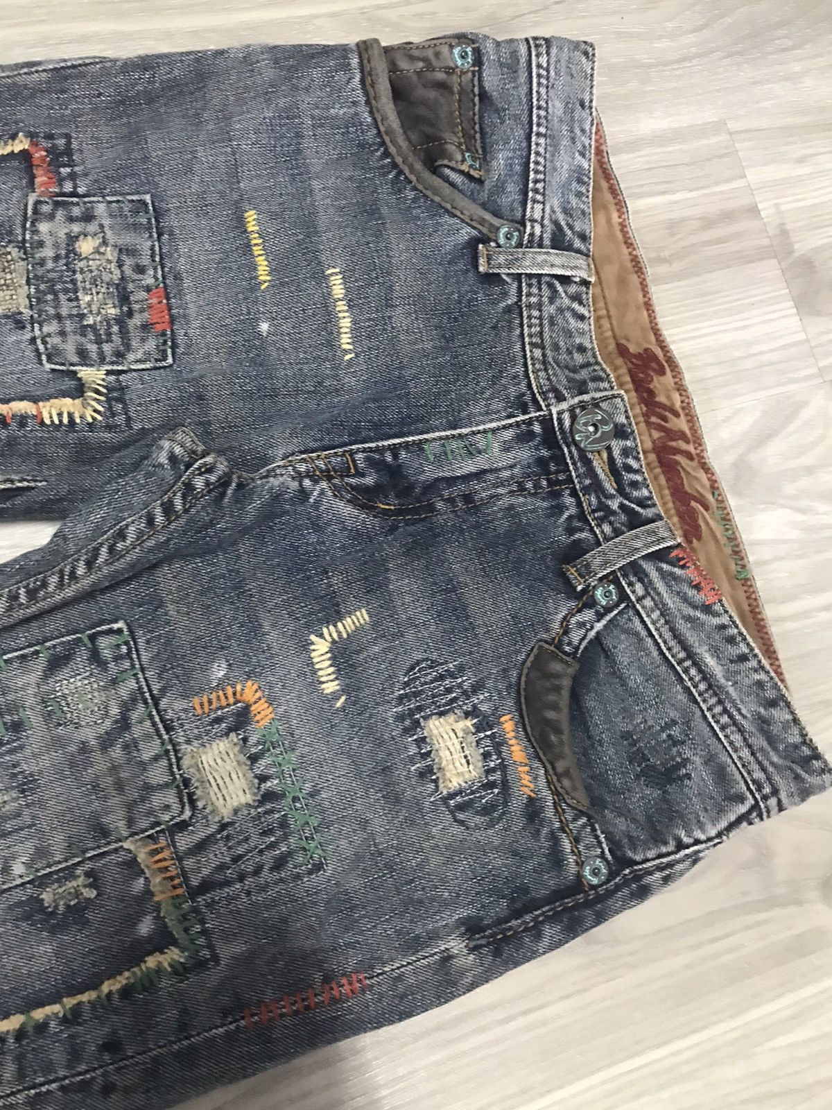 Japanese Brand Back Number Flare Multi Patches Inspired by Kapital Jeans Size US 30 / EU 46 - 9 Thumbnail