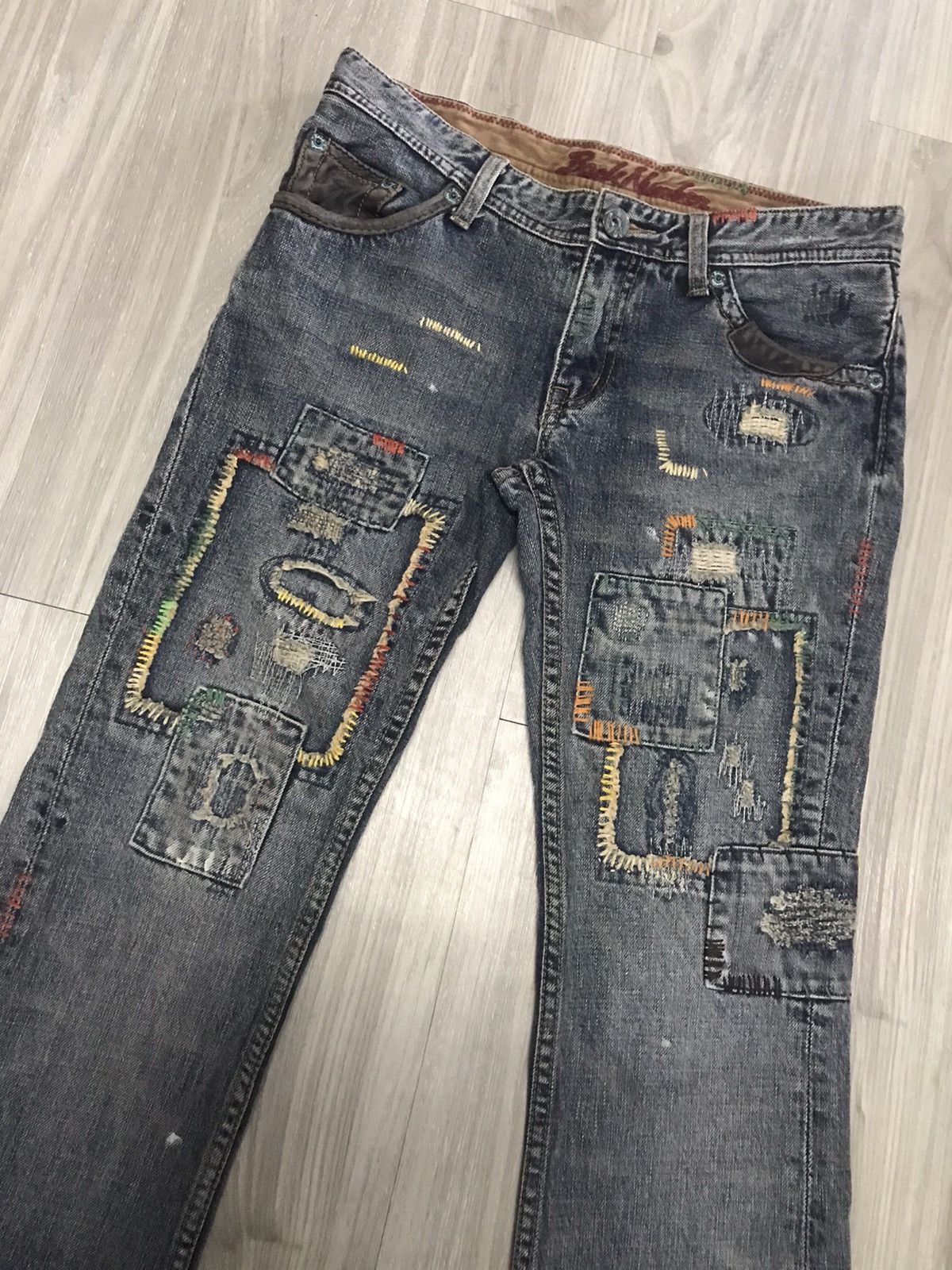 Japanese Brand Back Number Flare Multi Patches Inspired by Kapital Jeans Size US 30 / EU 46 - 5 Thumbnail