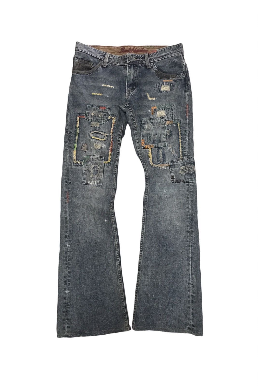 Japanese Brand Back Number Flare Multi Patches Inspired by Kapital Jeans Size US 30 / EU 46 - 1 Thumbnail