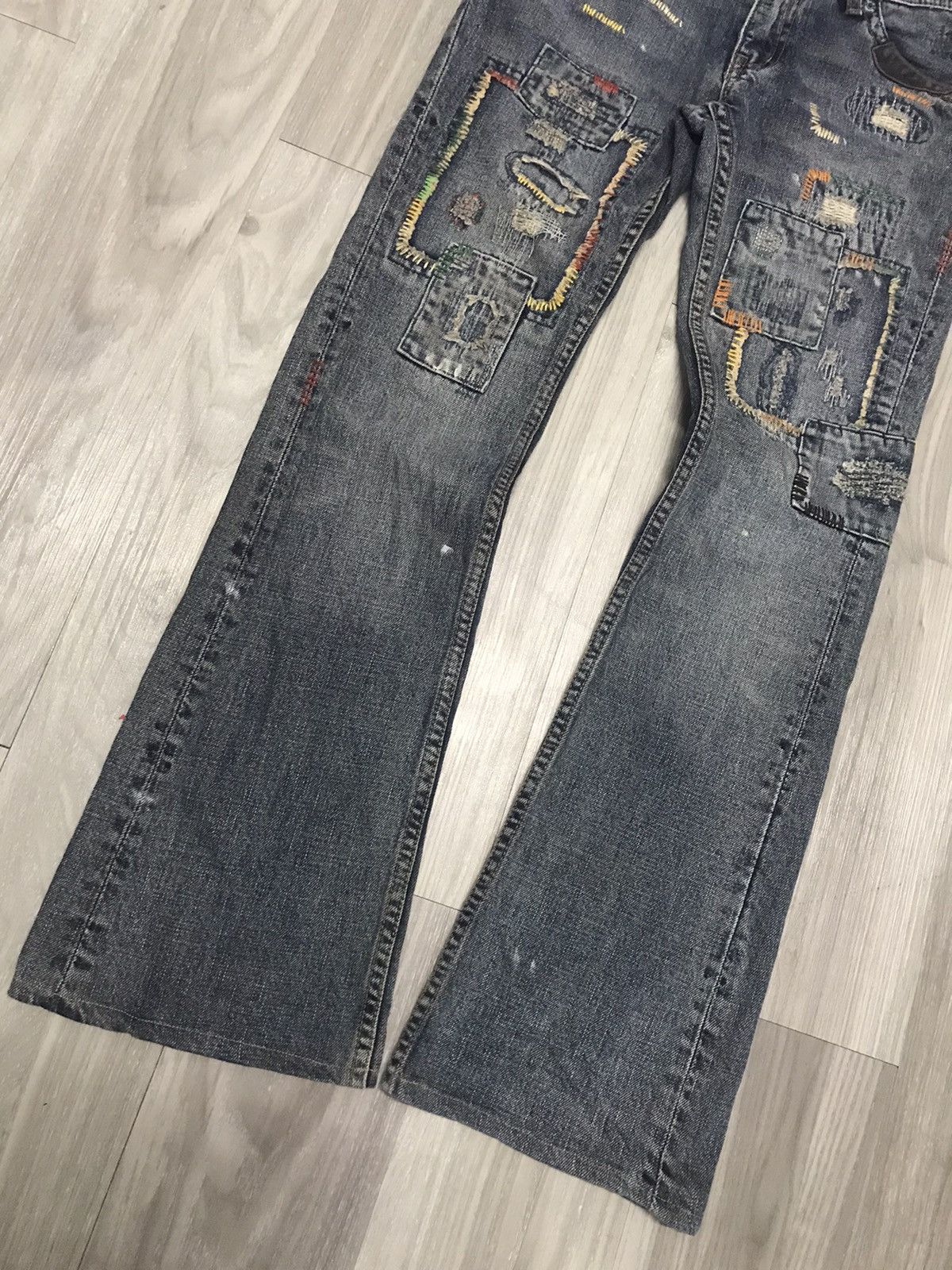 Japanese Brand Back Number Flare Multi Patches Inspired by Kapital Jeans Size US 30 / EU 46 - 6 Thumbnail