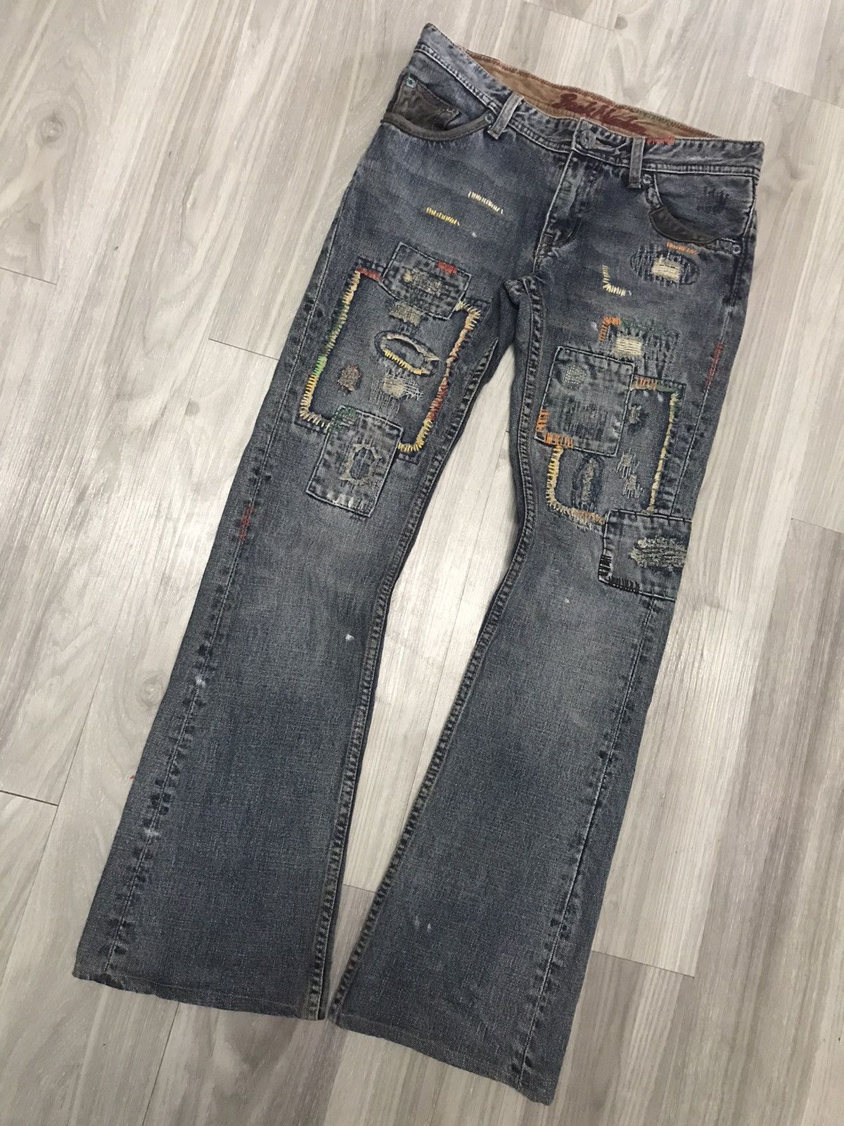 Japanese Brand Back Number Flare Multi Patches Inspired by Kapital Jeans Size US 30 / EU 46 - 7 Thumbnail