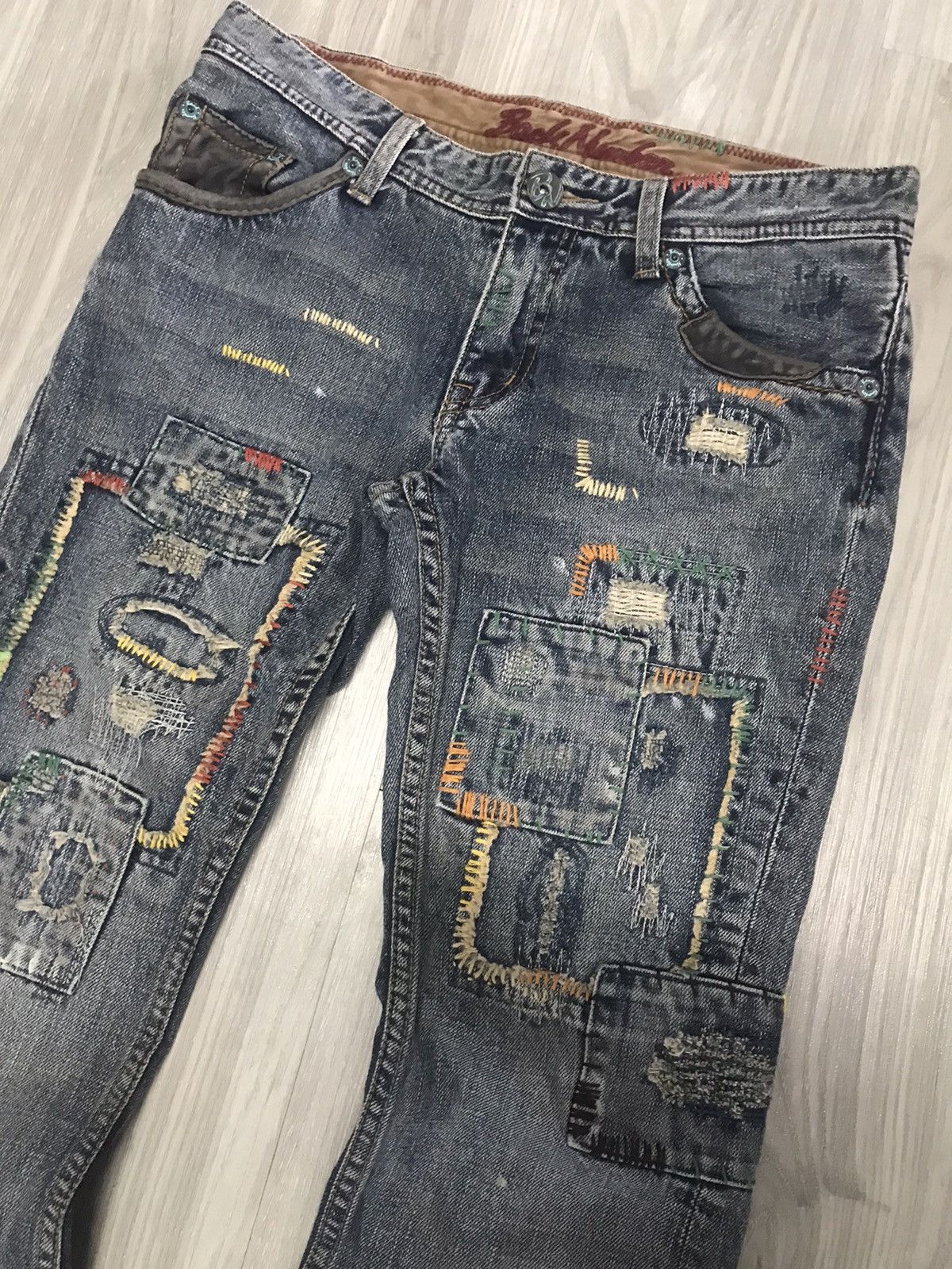Japanese Brand Back Number Flare Multi Patches Inspired by Kapital Jeans Size US 30 / EU 46 - 8 Thumbnail