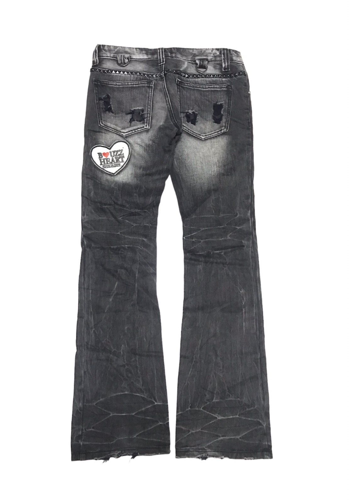 Japanese Brand BUZZ SPUNKY WAIST STUDDED FLARE JEANS Size US 30 / EU 46 - 2 Thumbnail