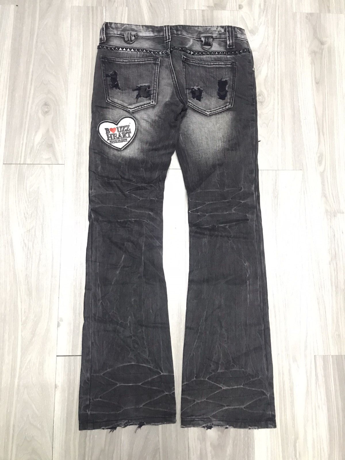 Japanese Brand BUZZ SPUNKY WAIST STUDDED FLARE JEANS Size US 30 / EU 46 - 14 Thumbnail