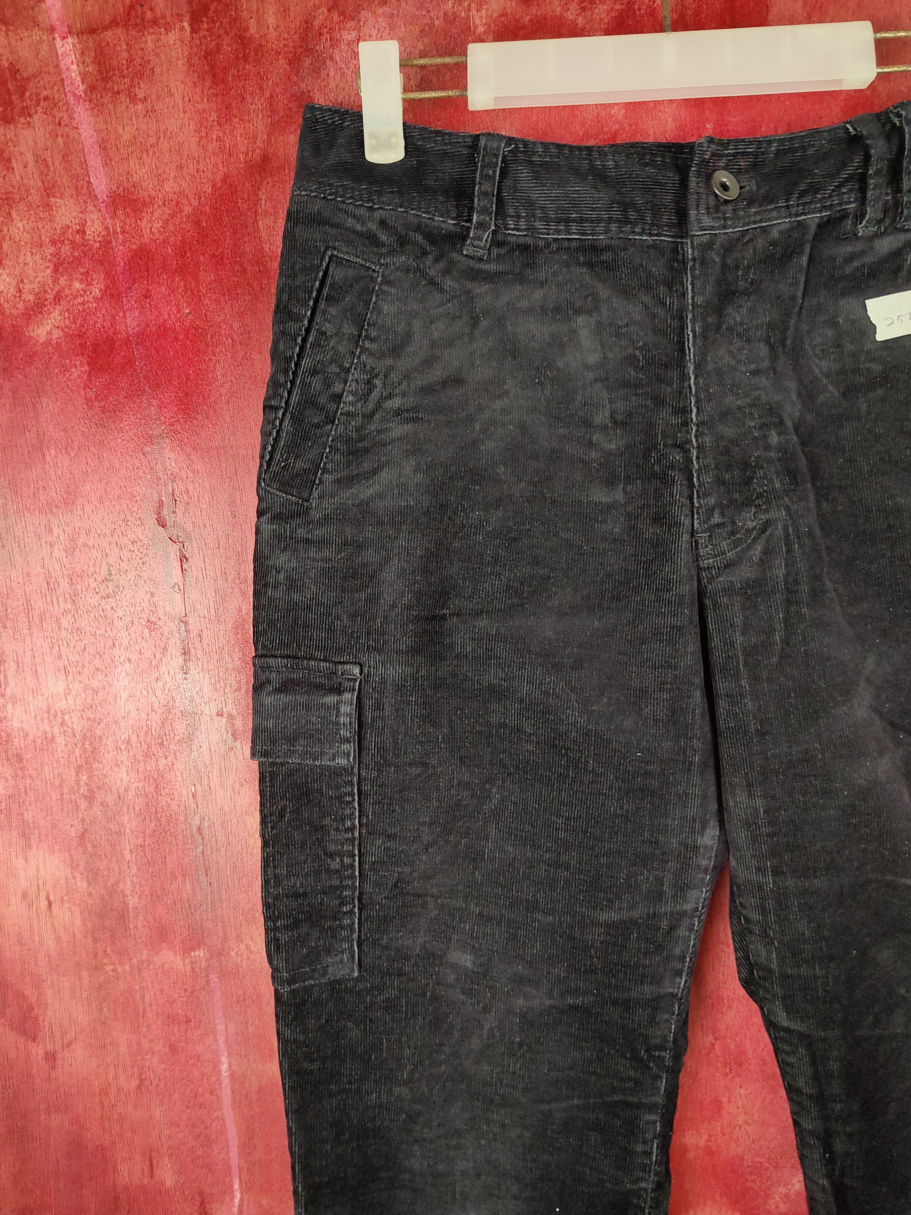 City Streets × Japanese Brand Eastboy Black Multi Pocket Corduroy Cropped Pants #254B Size 29" - 3 Thumbnail