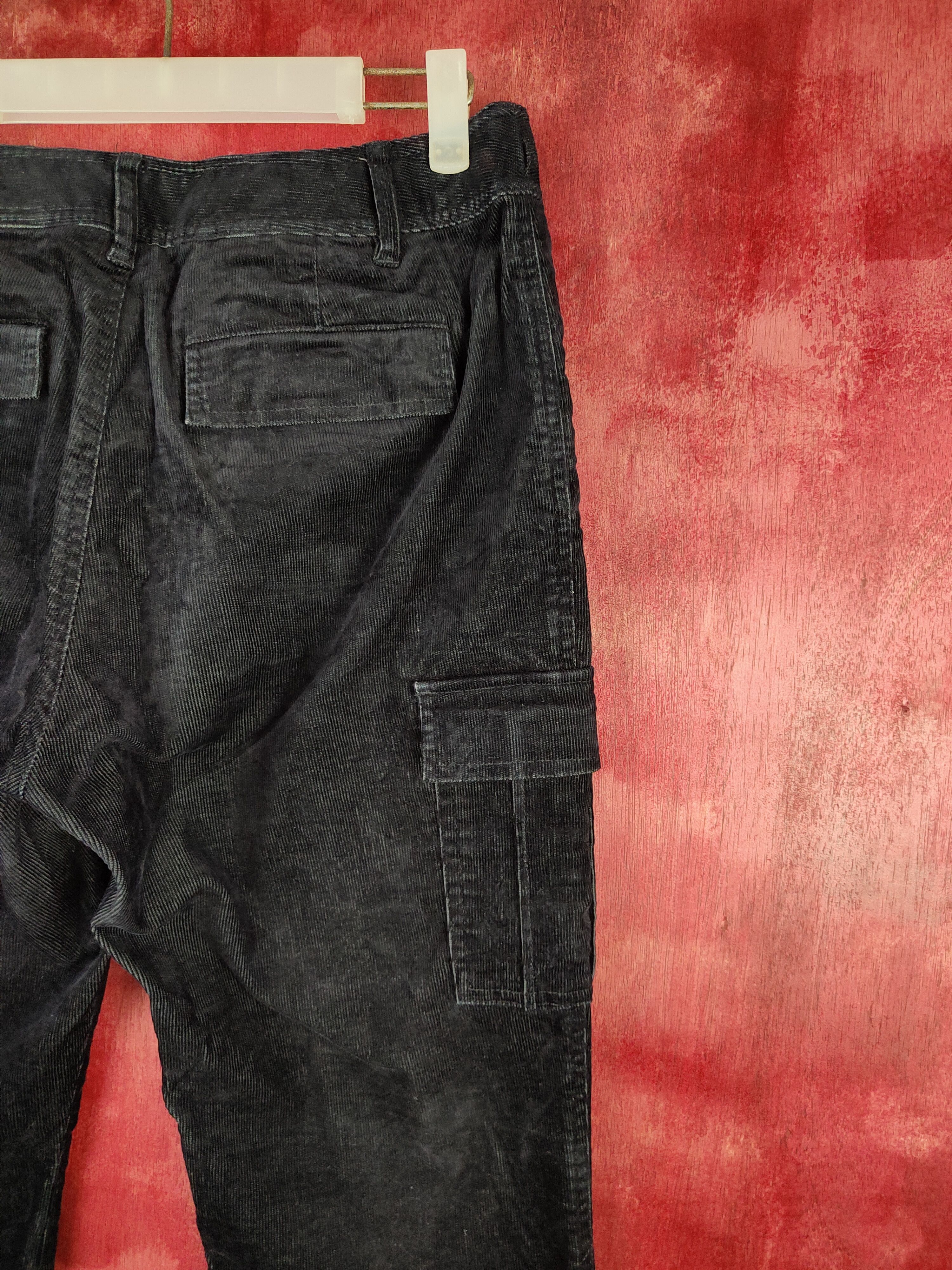 City Streets × Japanese Brand Eastboy Black Multi Pocket Corduroy Cropped Pants #254B Size 29" - 10 Thumbnail