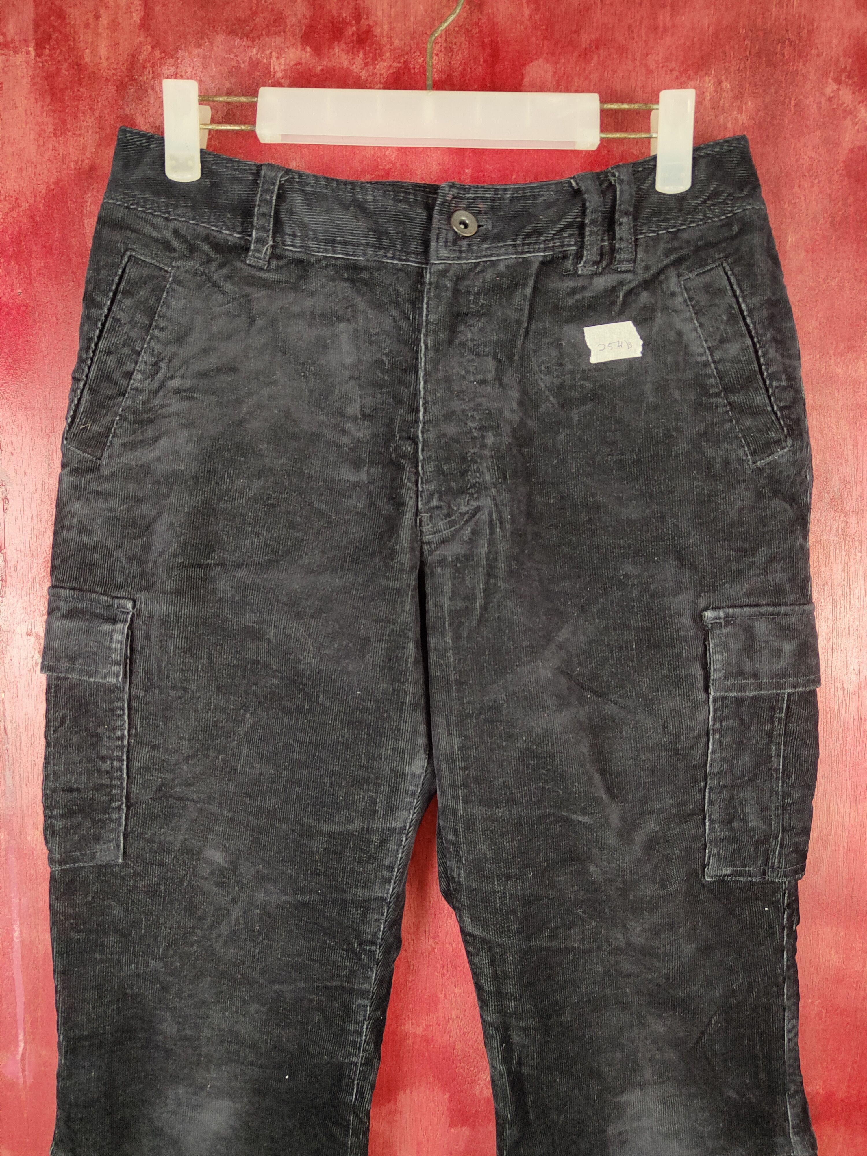 City Streets × Japanese Brand Eastboy Black Multi Pocket Corduroy Cropped Pants #254B Size 29" - 2 Thumbnail