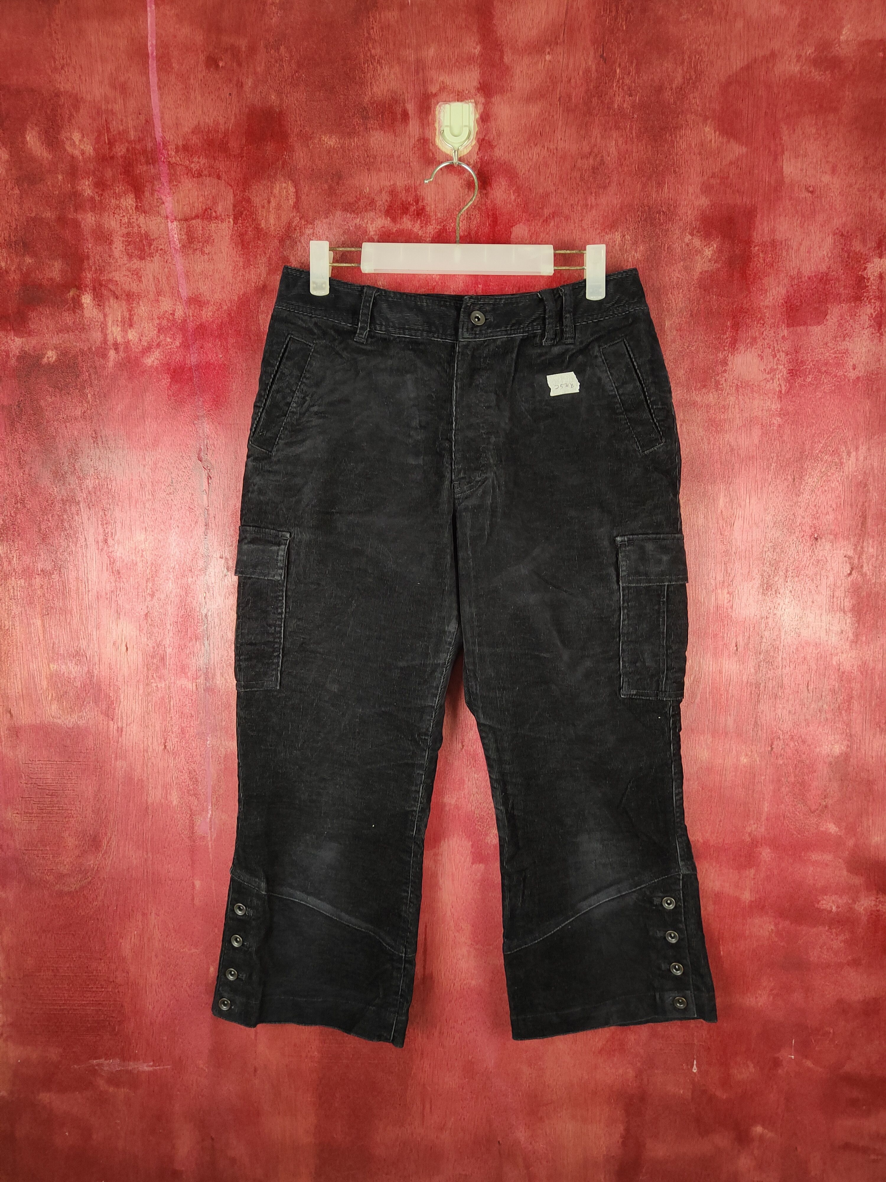 City Streets × Japanese Brand Eastboy Black Multi Pocket Corduroy Cropped Pants #254B Size 29" - 1 Thumbnail