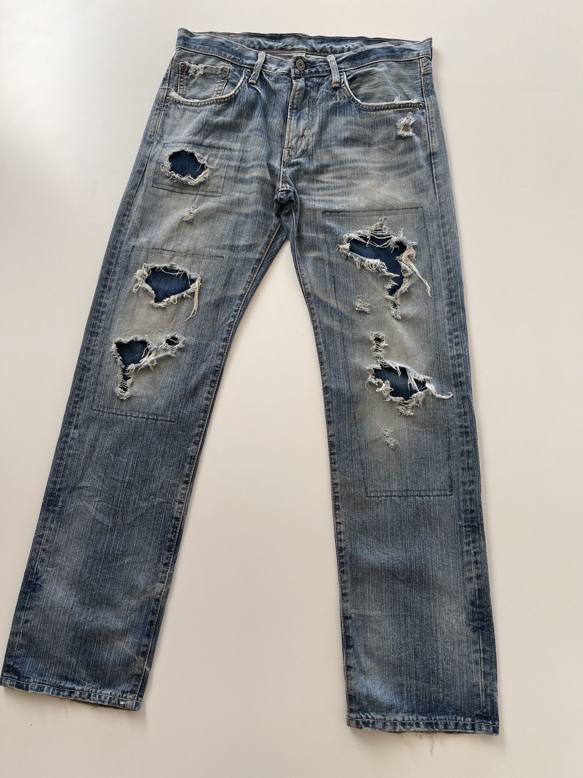 Edwin Edwin Sashiko Distressed Design Rusty Denim Size US 34 / EU 50 - 7 Thumbnail