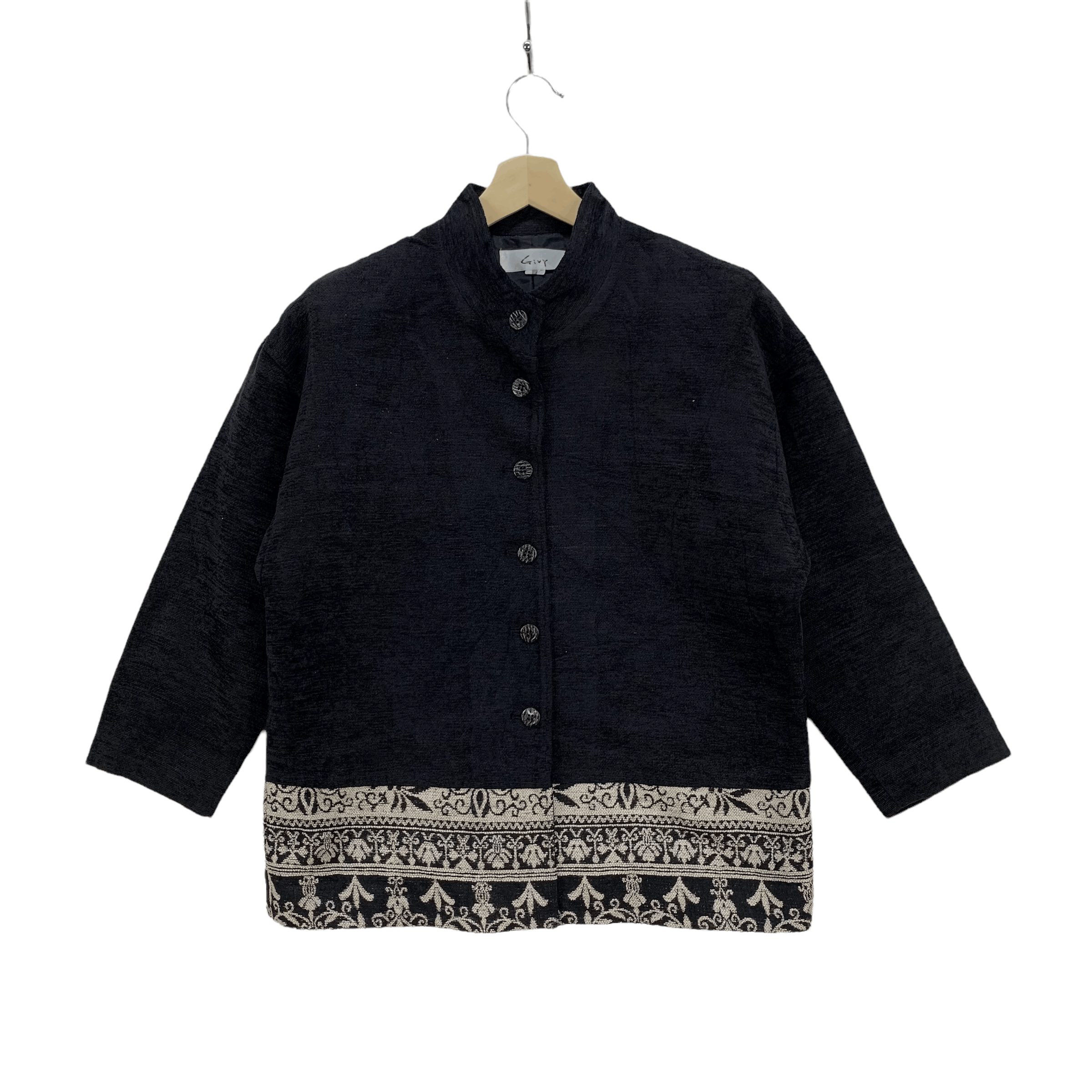 image of Vintage Givy Made In Japan Mandarin Jacket 3769-131 in Black, Women's (Size Medium)