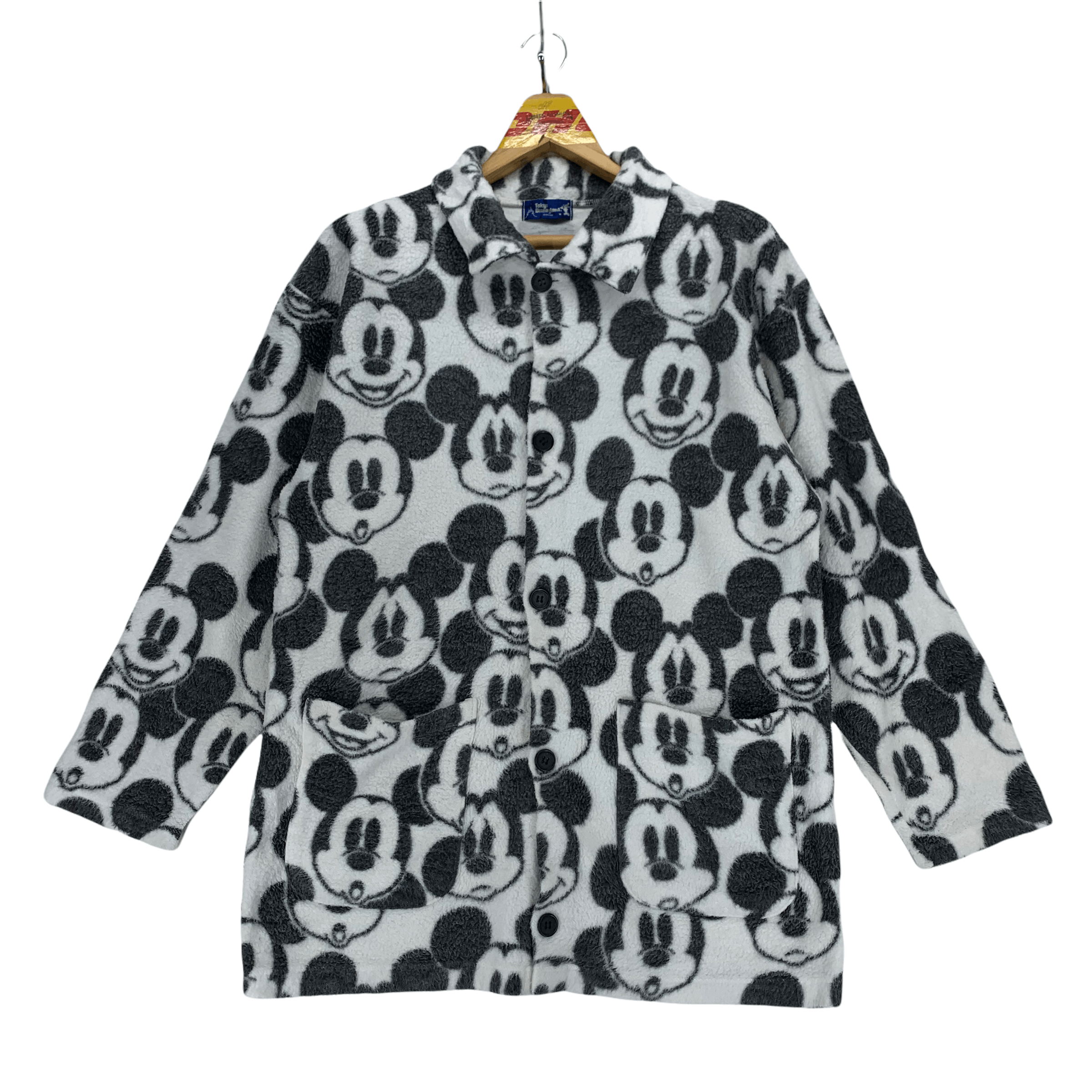 image of Tokyo Disneyland Mickey Mouse Face All Over Fleece 3492-101 in White, Men's (Size Medium)