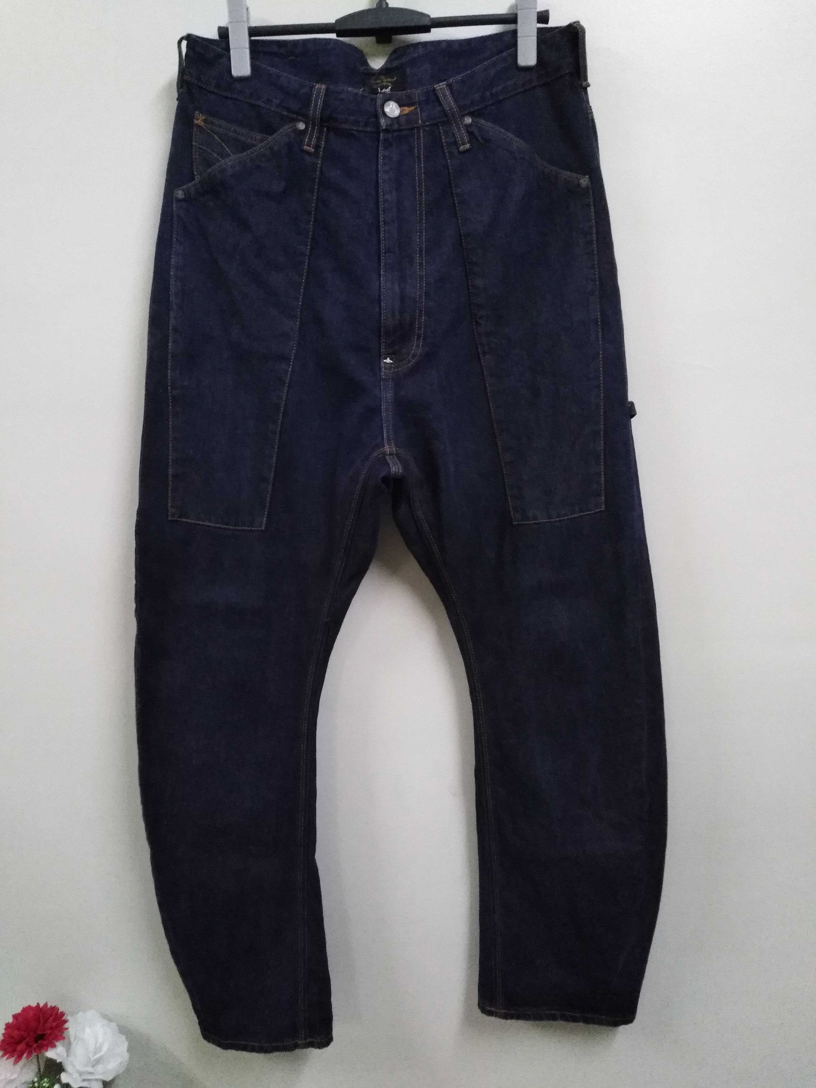 image of Lee Baggy Legendary Punk Designer Vivienne Westwood Jeans in Dark Blue, Men's (Size 34)