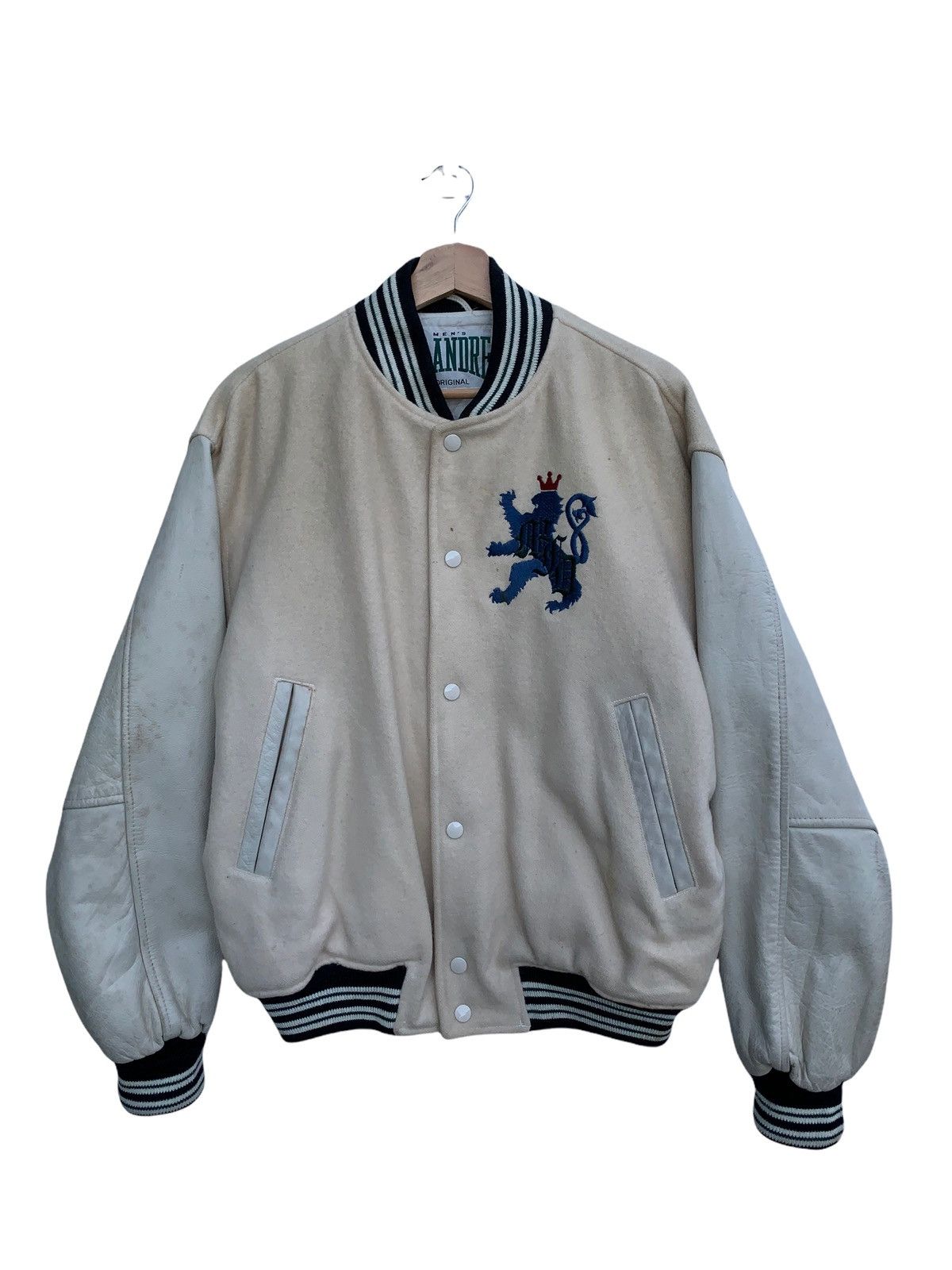Vintage 🔥Vintage Men's Flandre Wool Varsity Leather Jacket Size US M / EU 48-50 / 2 - 1 Thumbnail
