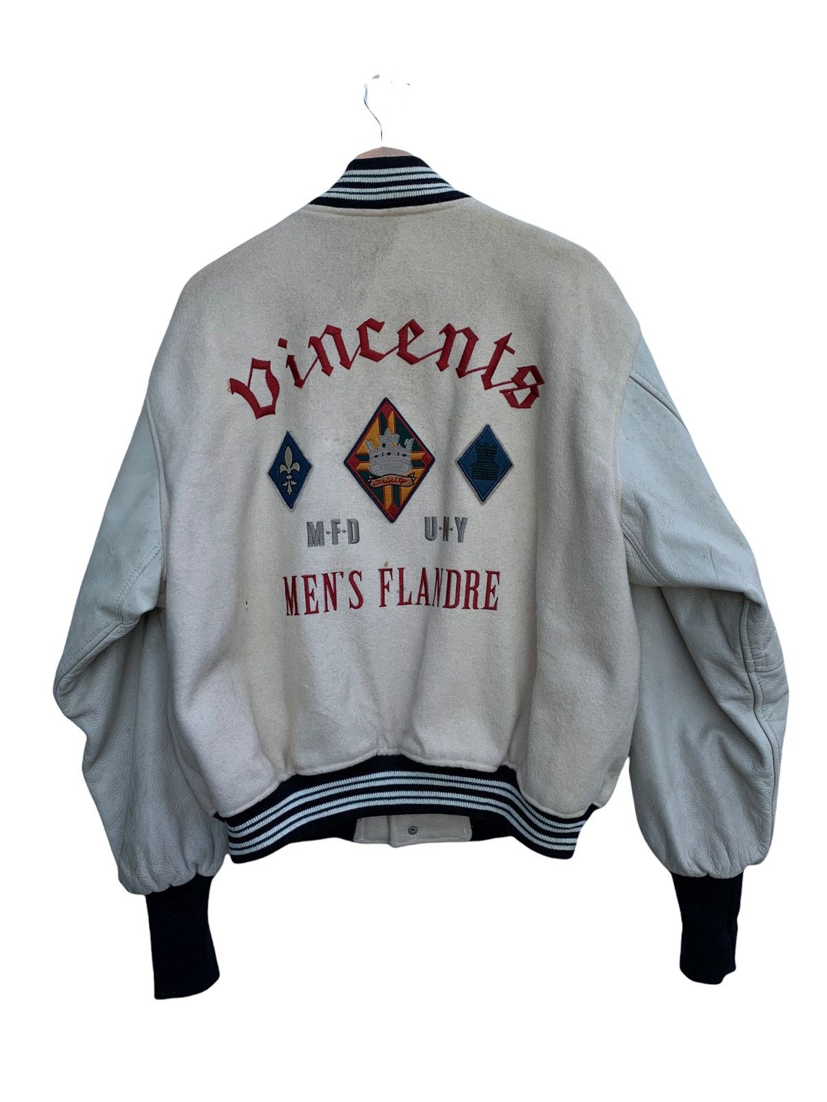 Vintage 🔥Vintage Men's Flandre Wool Varsity Leather Jacket Size US M / EU 48-50 / 2 - 13 Thumbnail