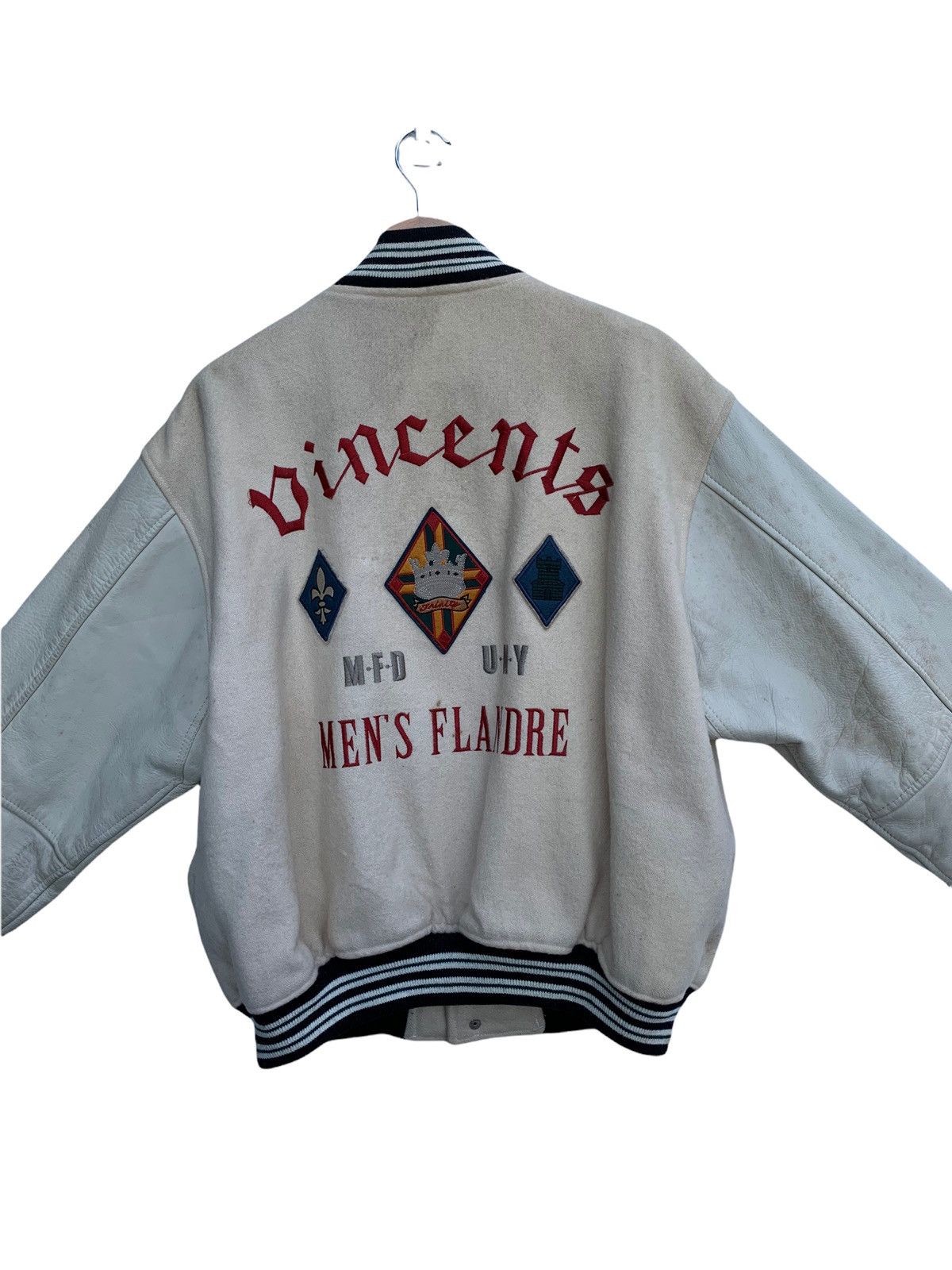 Vintage 🔥Vintage Men's Flandre Wool Varsity Leather Jacket Size US M / EU 48-50 / 2 - 11 Thumbnail