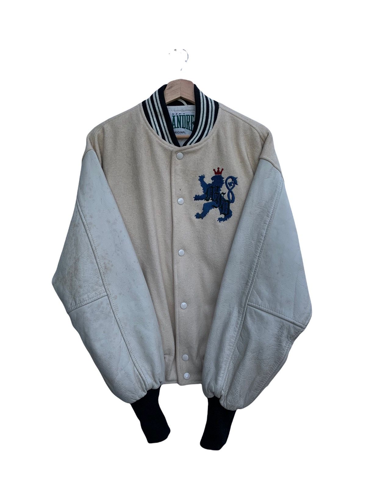 Vintage 🔥Vintage Men's Flandre Wool Varsity Leather Jacket Size US M / EU 48-50 / 2 - 3 Thumbnail