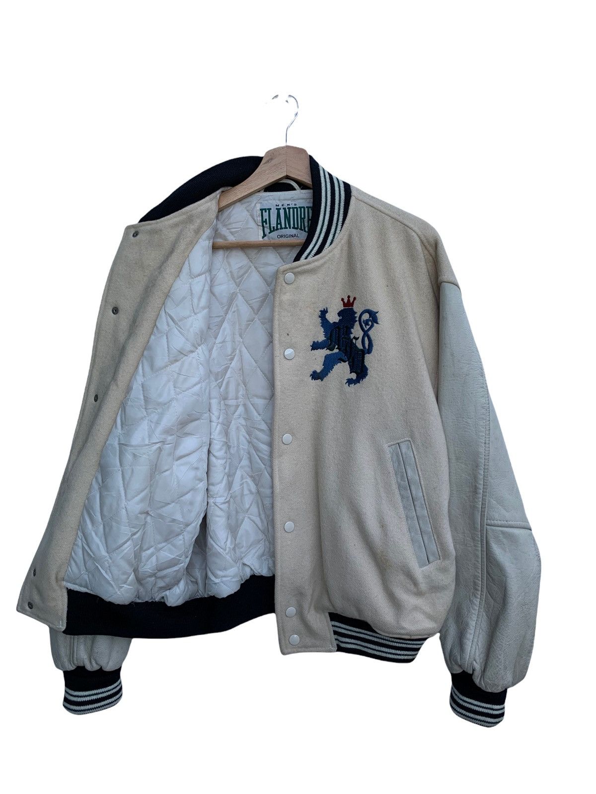 Vintage 🔥Vintage Men's Flandre Wool Varsity Leather Jacket Size US M / EU 48-50 / 2 - 8 Thumbnail