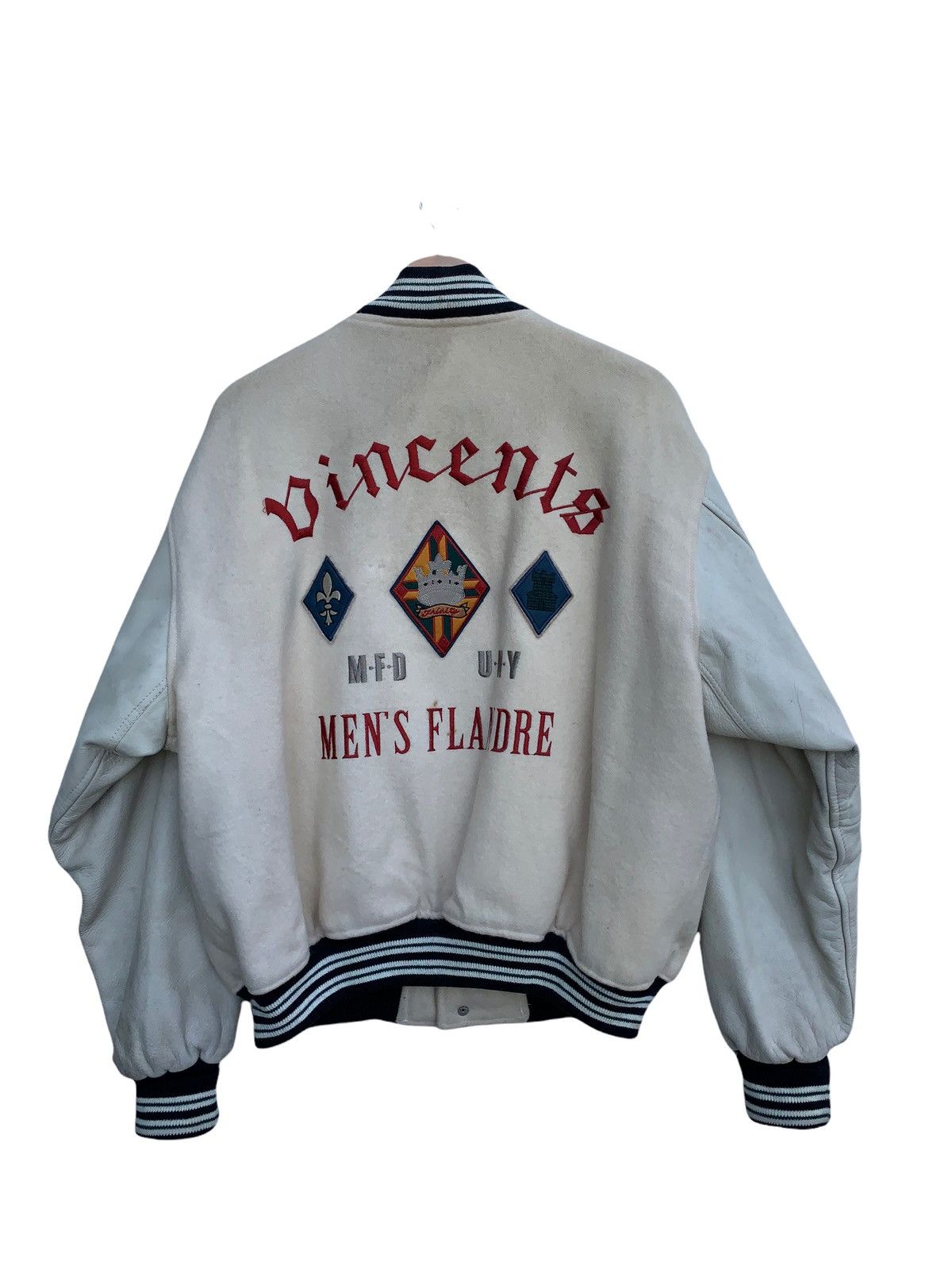 Vintage 🔥Vintage Men's Flandre Wool Varsity Leather Jacket Size US M / EU 48-50 / 2 - 10 Thumbnail