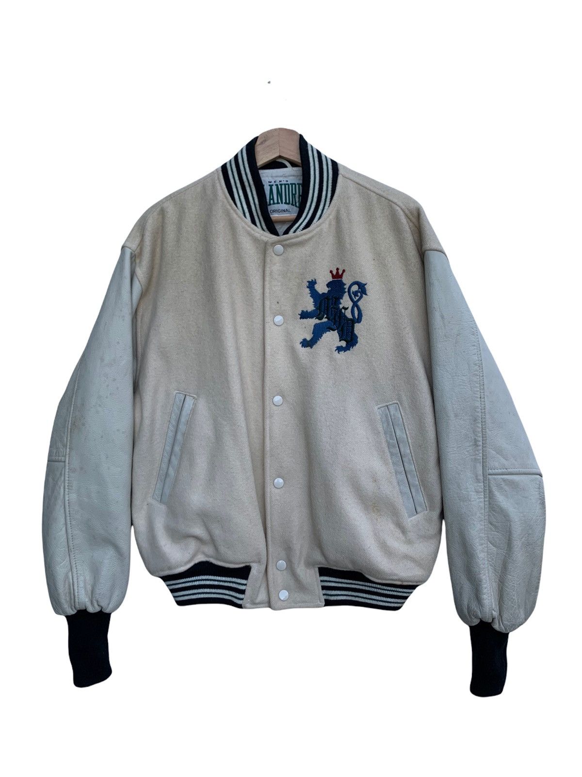 Vintage 🔥Vintage Men's Flandre Wool Varsity Leather Jacket Size US M / EU 48-50 / 2 - 2 Thumbnail