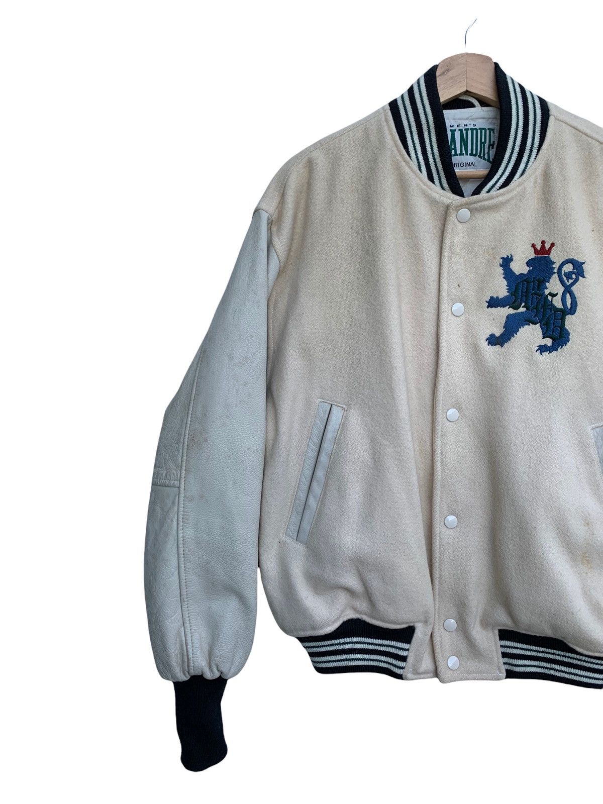 Vintage 🔥Vintage Men's Flandre Wool Varsity Leather Jacket Size US M / EU 48-50 / 2 - 4 Thumbnail
