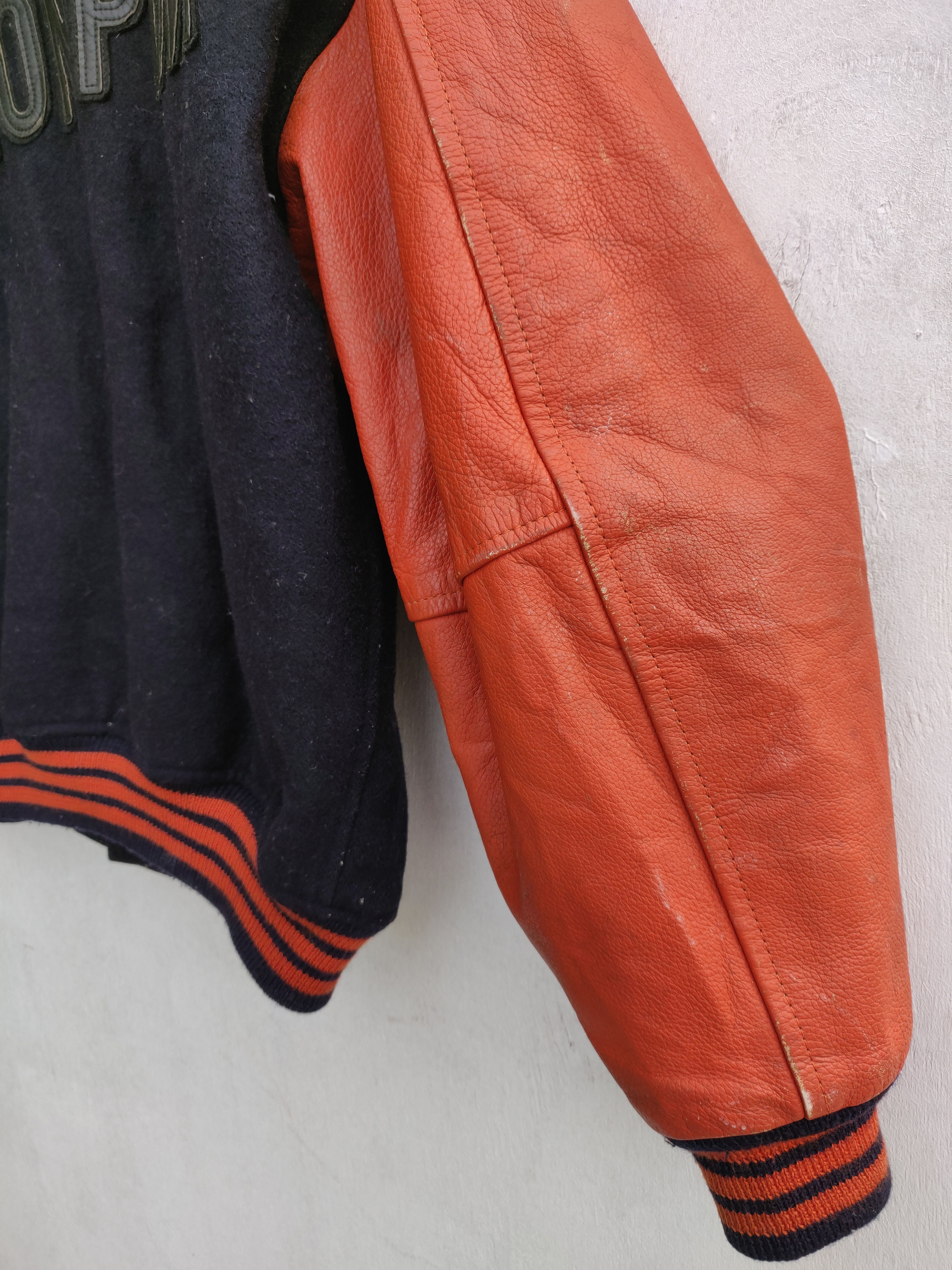 Vintage 🔥Vintage Blue On Pink Leather Varsity Jacket Size US L / EU 52-54 / 3 - 12 Thumbnail