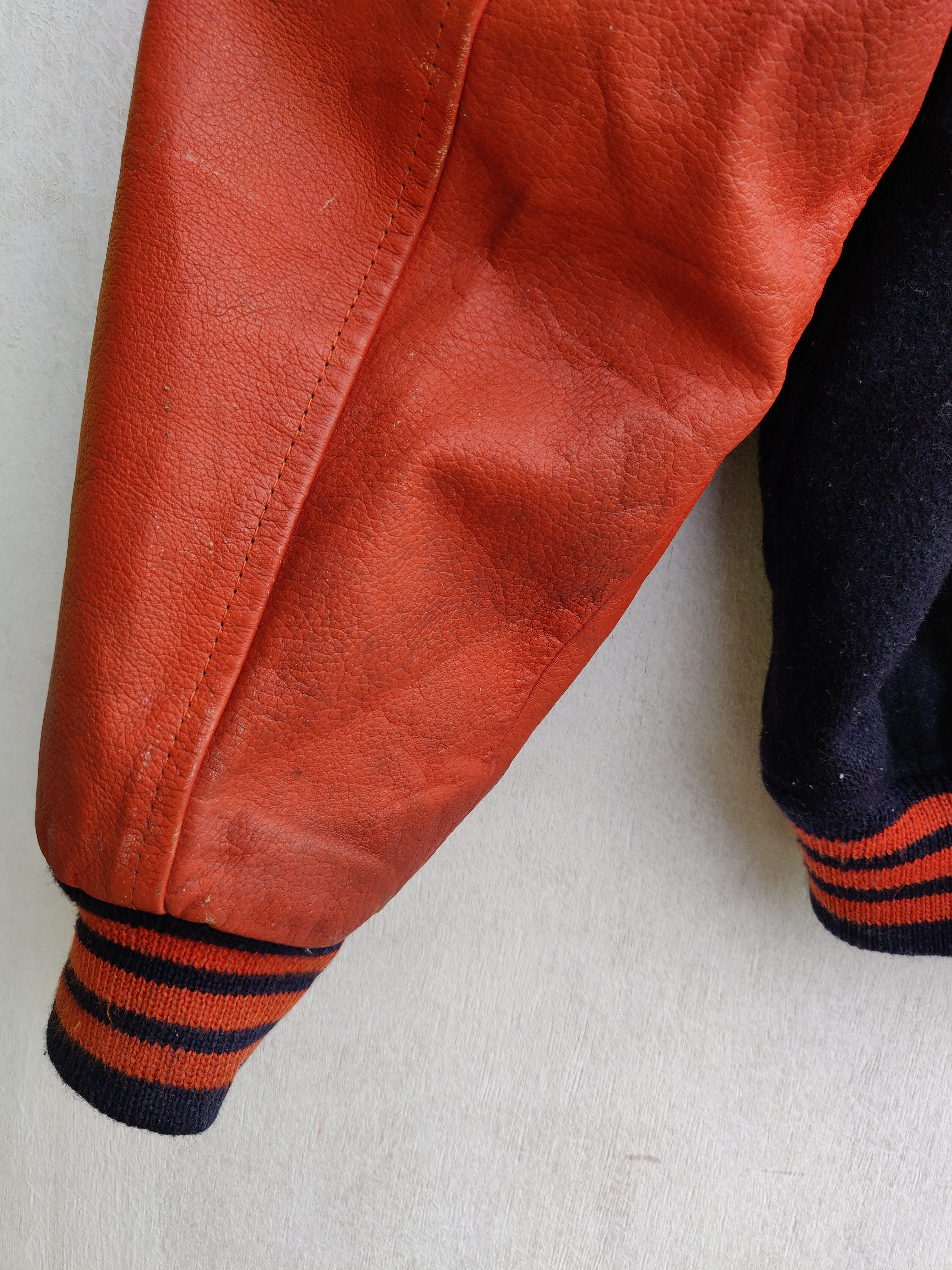 Vintage 🔥Vintage Blue On Pink Leather Varsity Jacket Size US L / EU 52-54 / 3 - 13 Thumbnail
