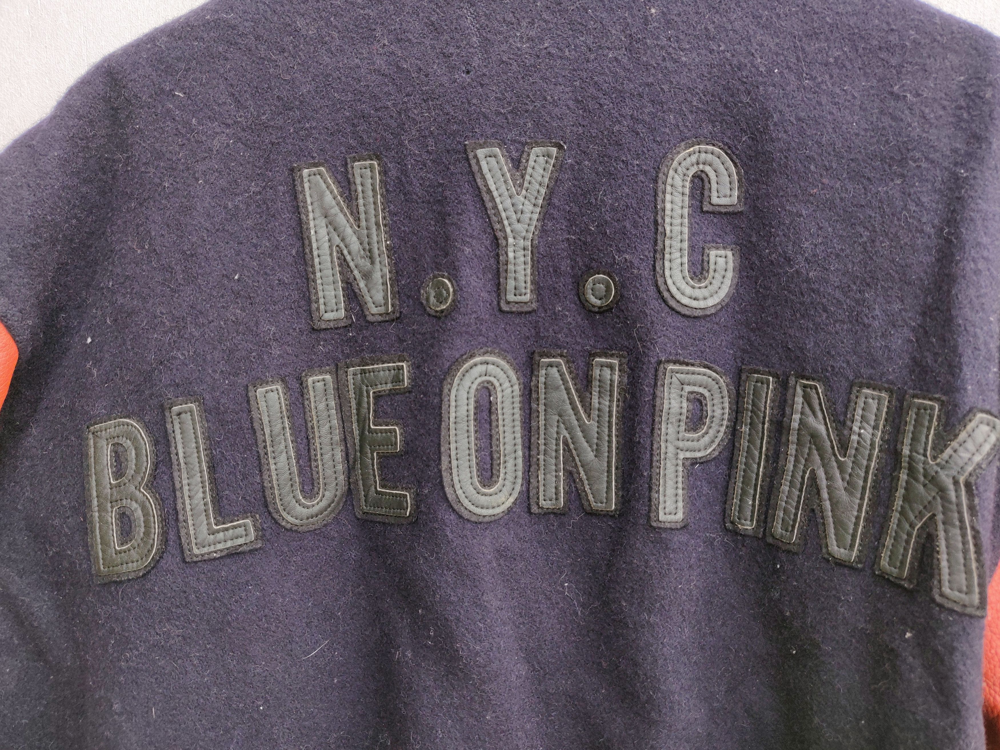 Vintage 🔥Vintage Blue On Pink Leather Varsity Jacket Size US L / EU 52-54 / 3 - 20 Thumbnail