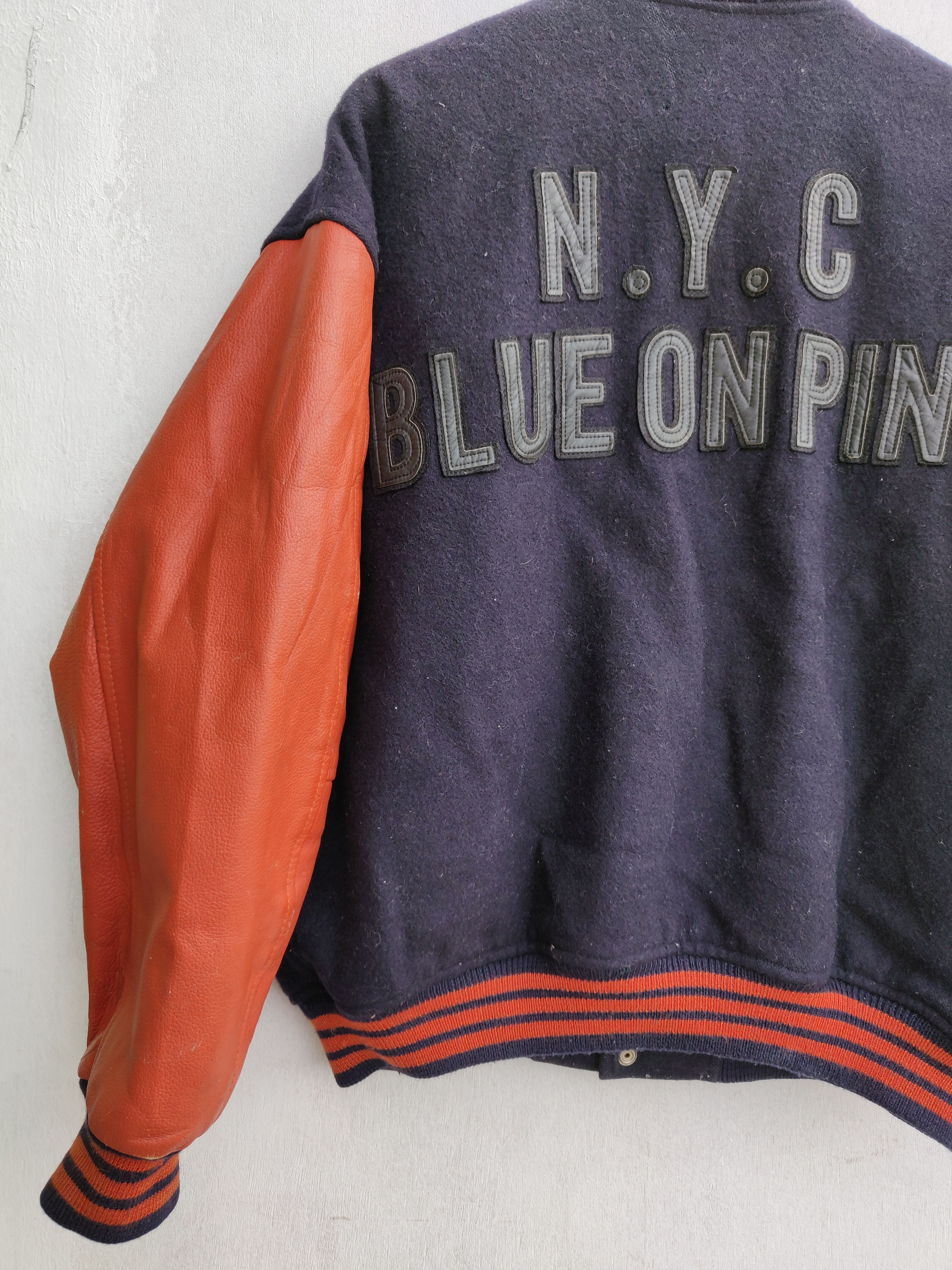 Vintage 🔥Vintage Blue On Pink Leather Varsity Jacket Size US L / EU 52-54 / 3 - 16 Thumbnail