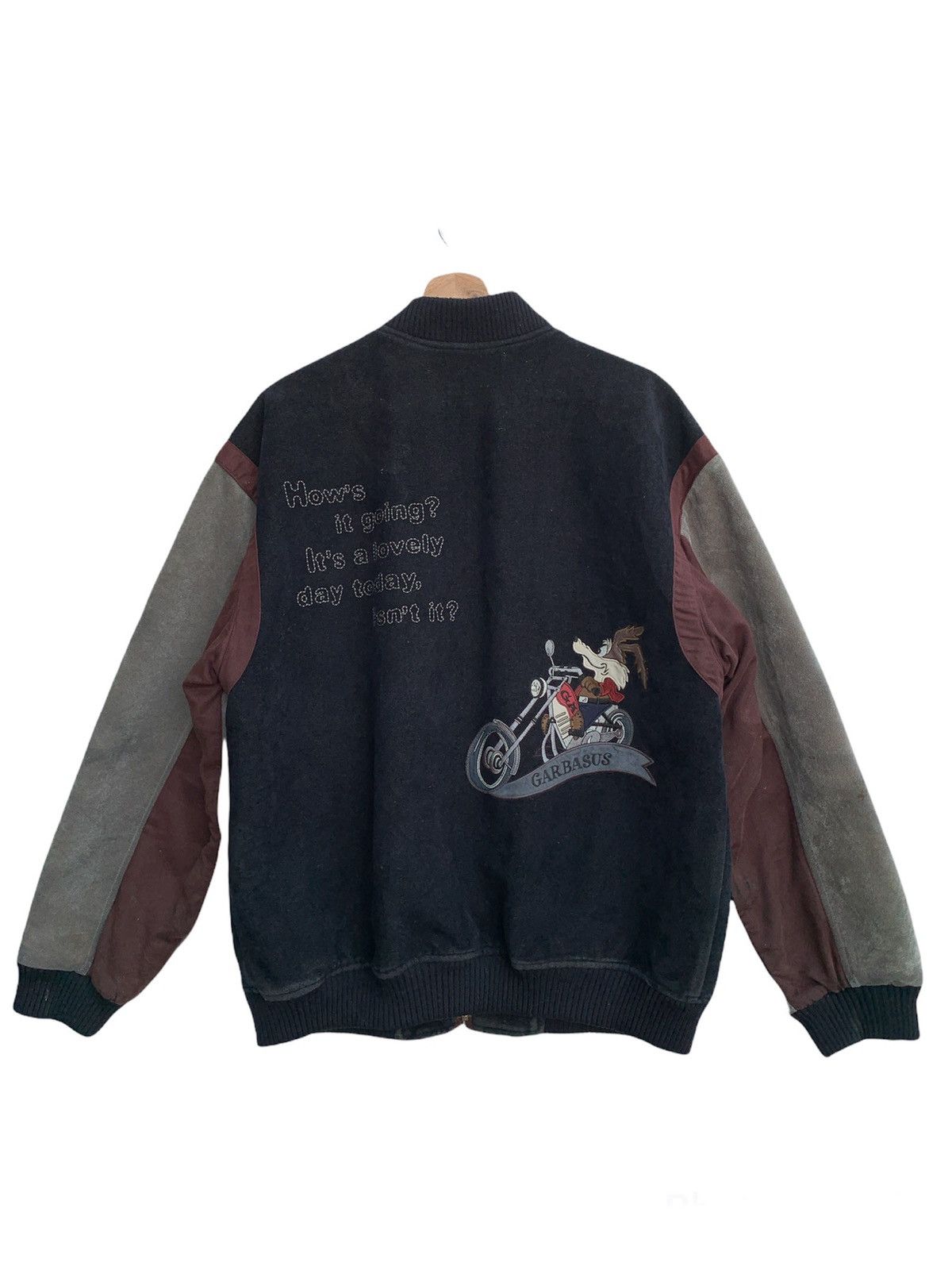 image of Cartoon Network x Varsity Jacket Vintage Angelo Garbasus Varsity Jacket in Black/Brown/Red (Size La