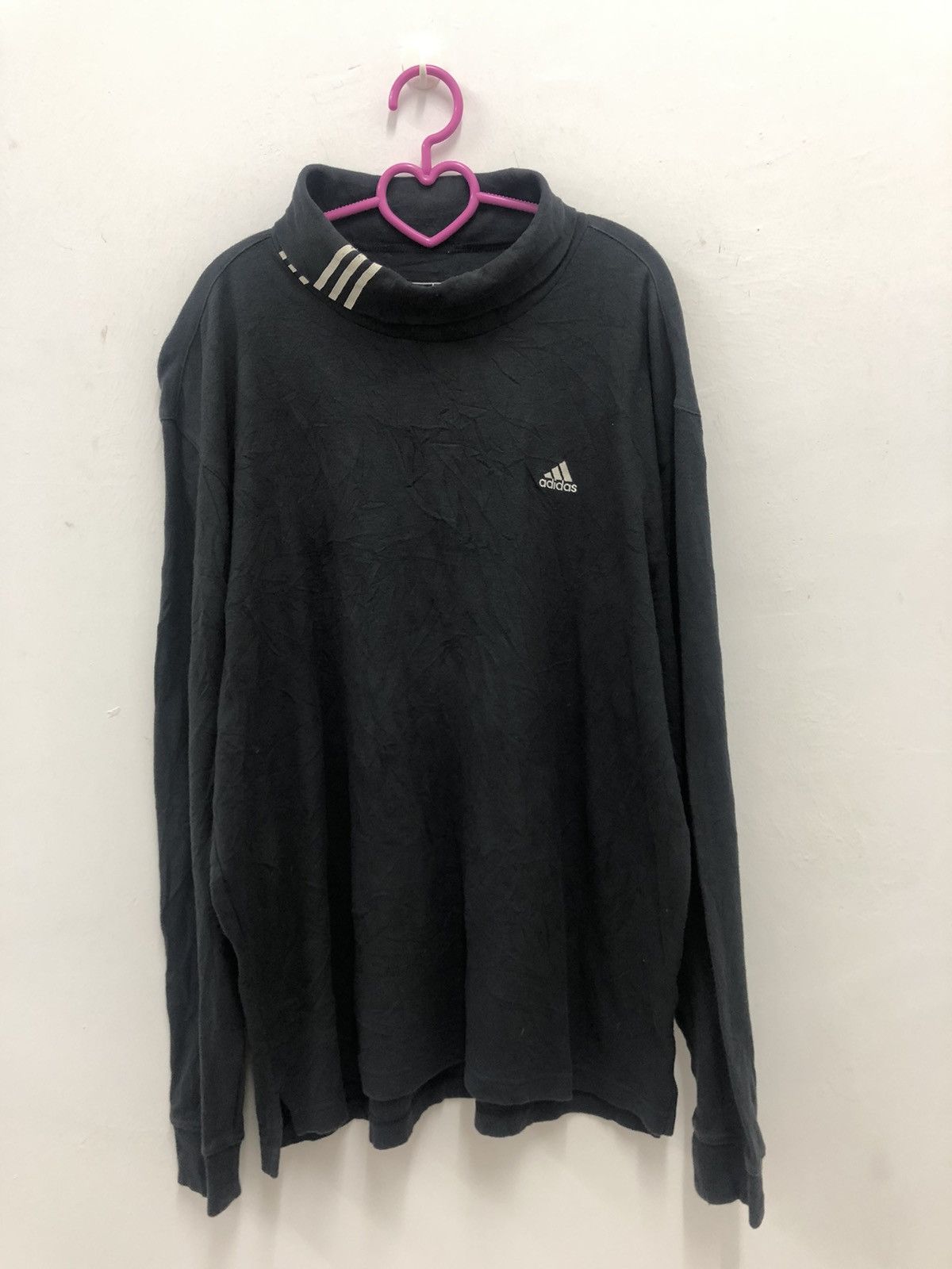 image of Adidas Turtleneck Long Sleeve Shirt in Black, Men's (Size XL)