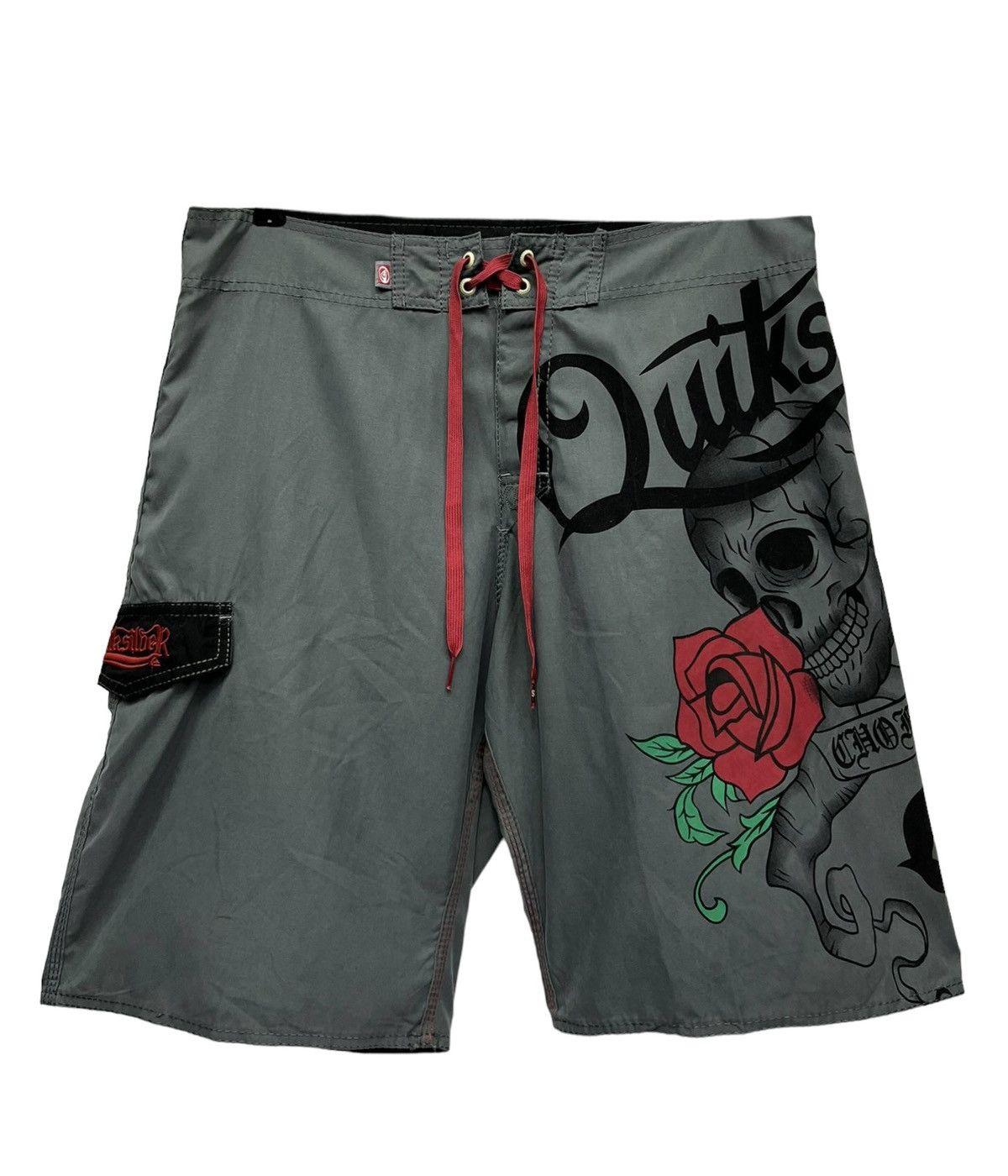 Quiksilver Vintage QUIKSILVER SKULL ROSE Surf Board-shorts Beach Shorts Size US 32 / EU 48 - 3 Thumbnail