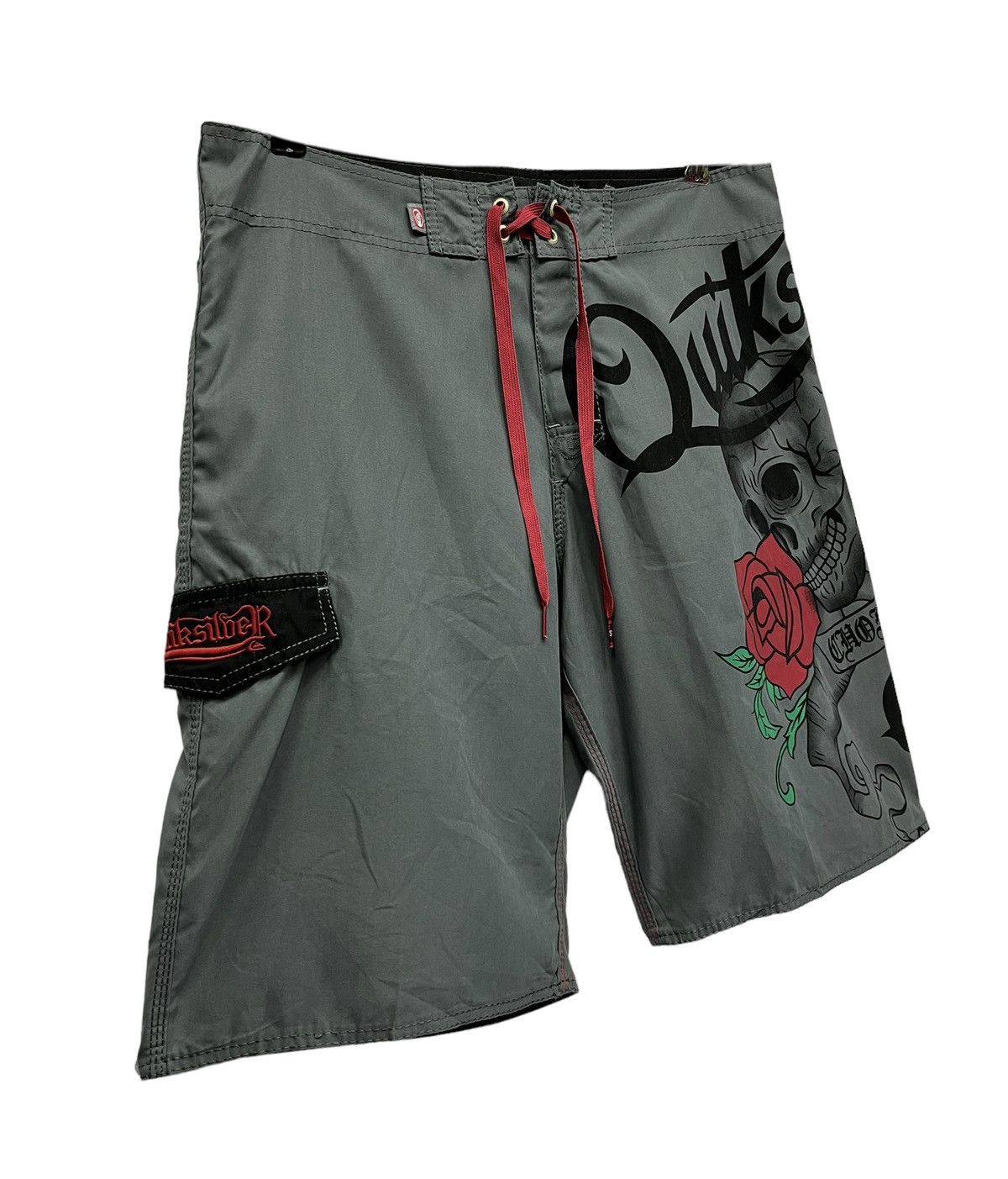 Quiksilver Vintage QUIKSILVER SKULL ROSE Surf Board-shorts Beach Shorts Size US 32 / EU 48 - 4 Thumbnail